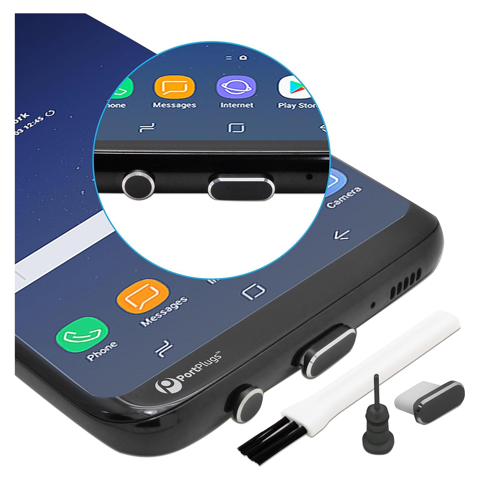 Juego de Tapones de Polvo USB-C PortPlugs - Aluminio Negro (3 Pzs)