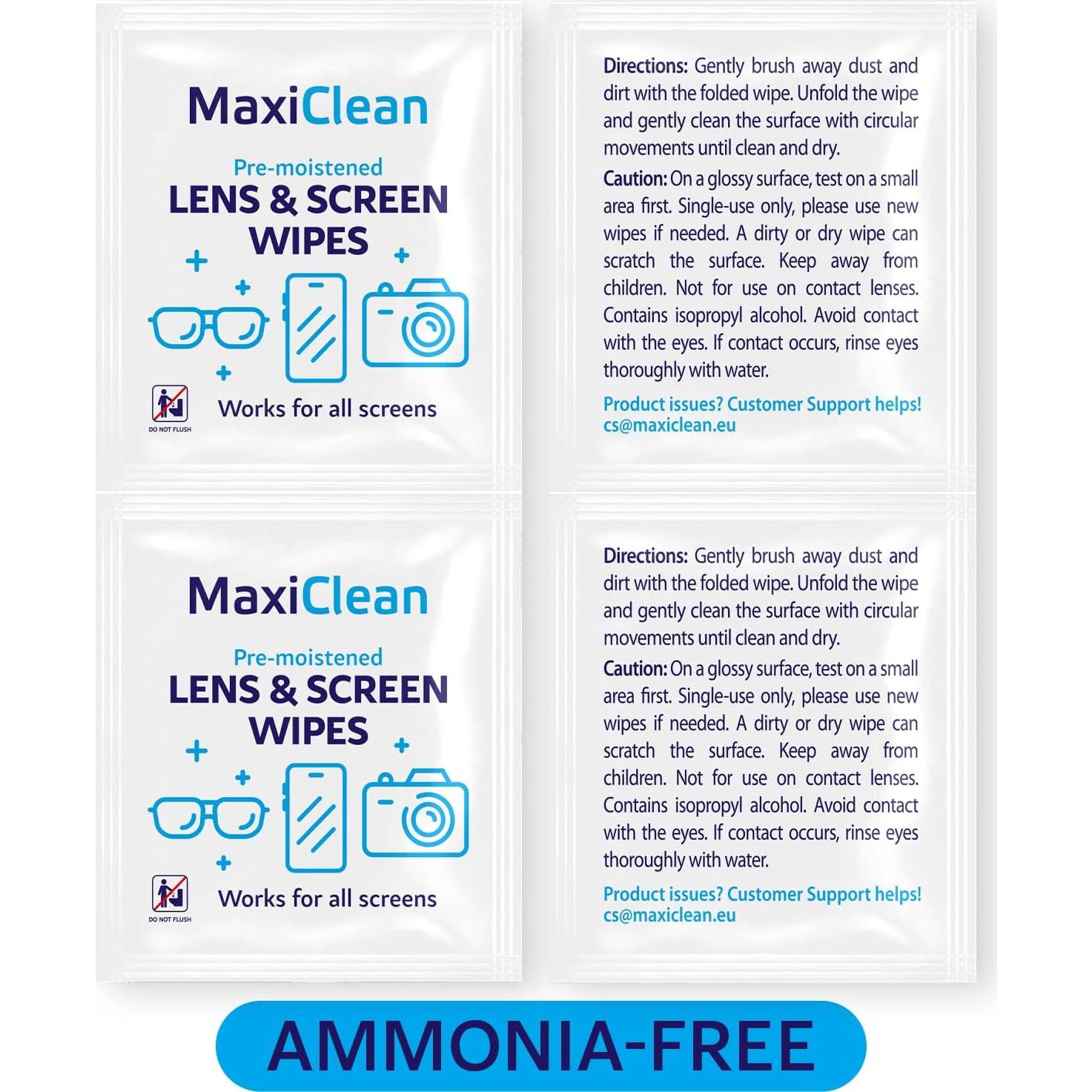 Toallitas de Limpieza para Gafas Maxi Clean - 200 Unidades