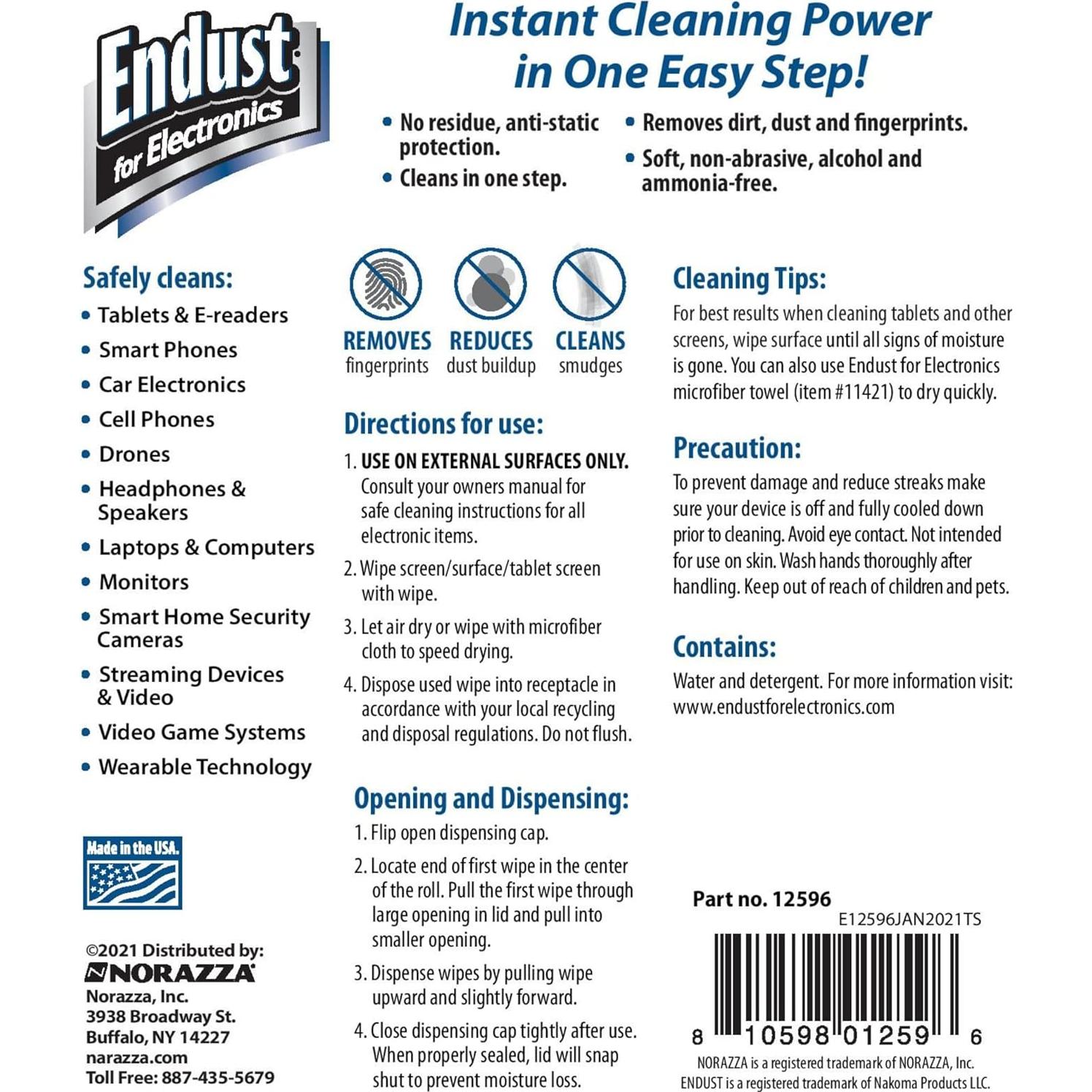 Toallitas de Limpieza Endust para Electrónicos - 140 Unidades