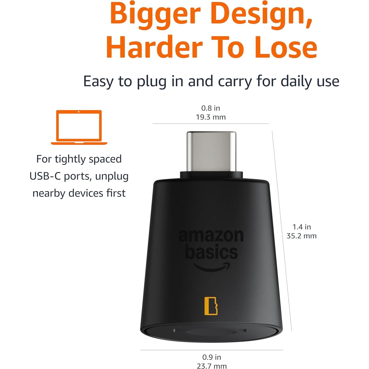 Lector de Tarjeta Micro SD Amazon Basics USB-C 3.0 200MB/s