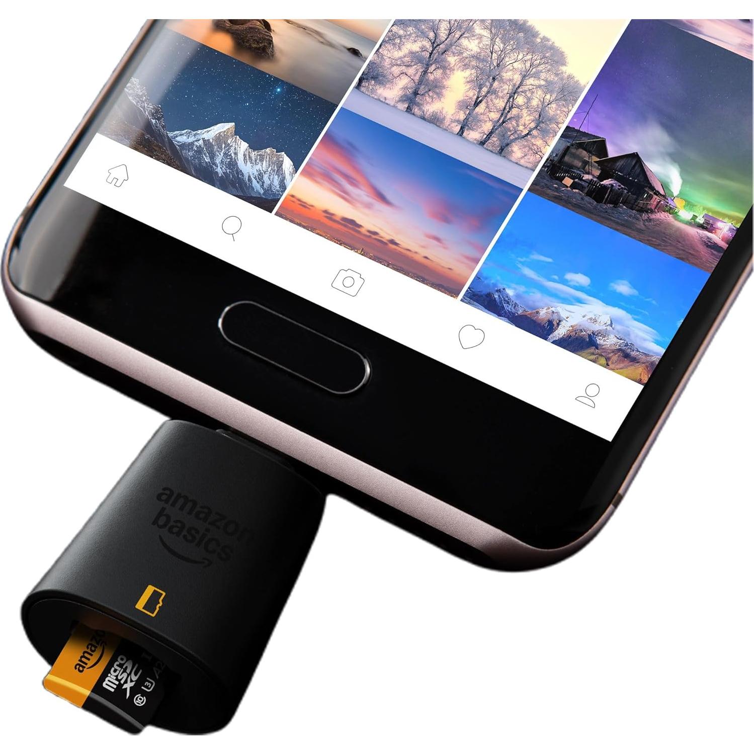 Lector de Tarjeta Micro SD Amazon Basics USB-C 3.0 200MB/s