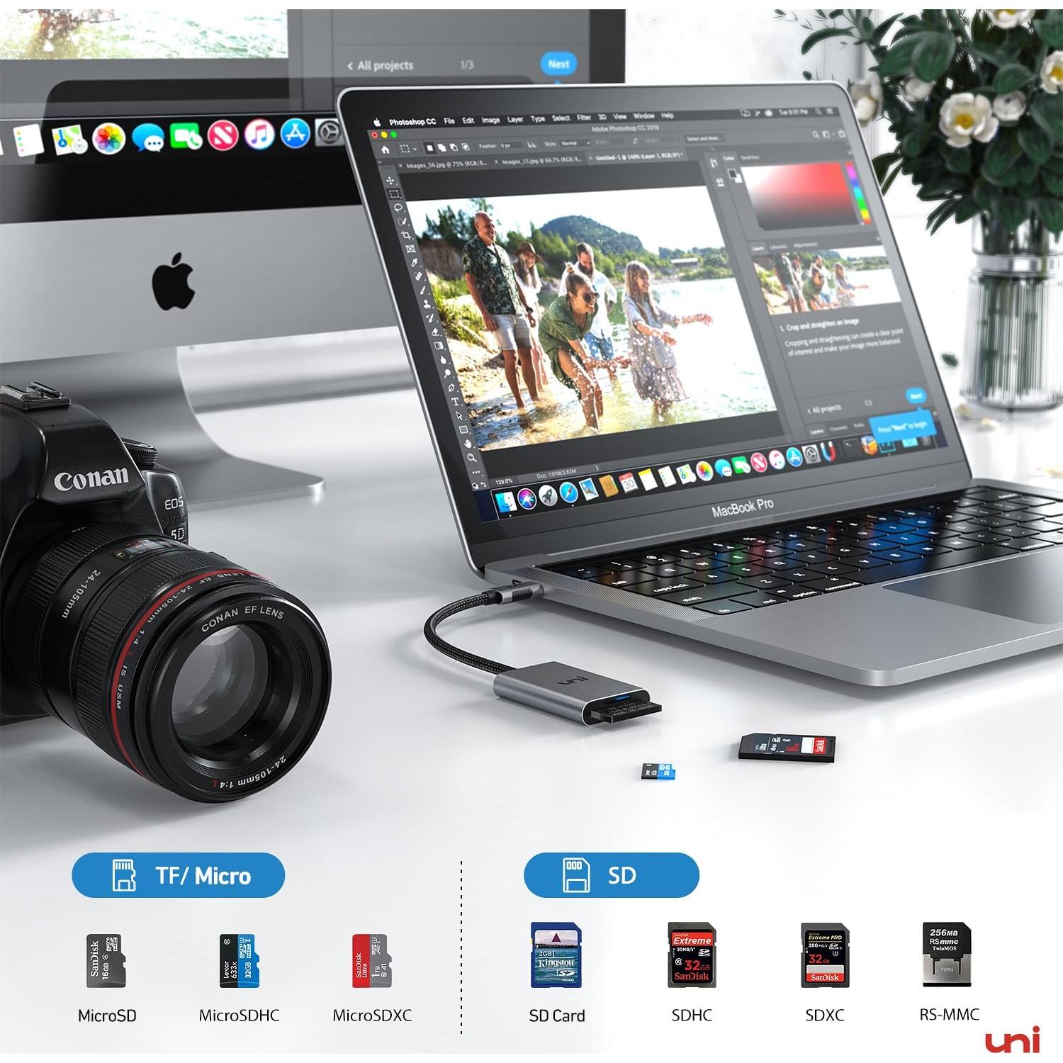 Lector de Tarjeta SD/MicroSD USB-C uni Gris 5Gbps