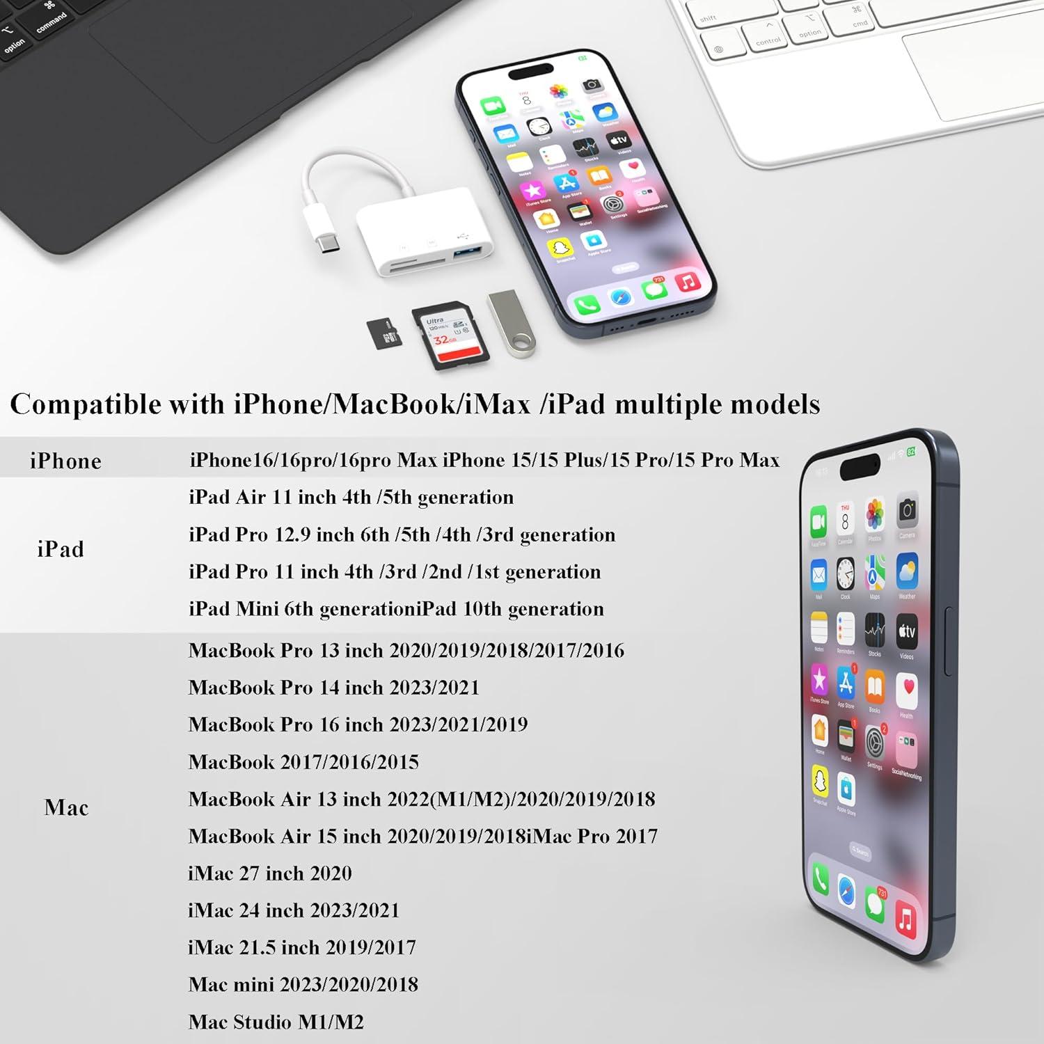 Lector de Tarjeta SD USB-C O-Mei Stars para iPhone 15/16