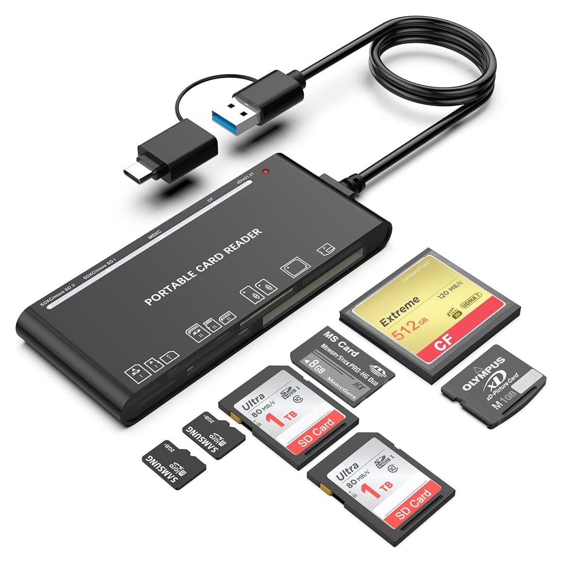 Lector de Tarjetas 7 en 1 Rocketek USB C y USB 3.0