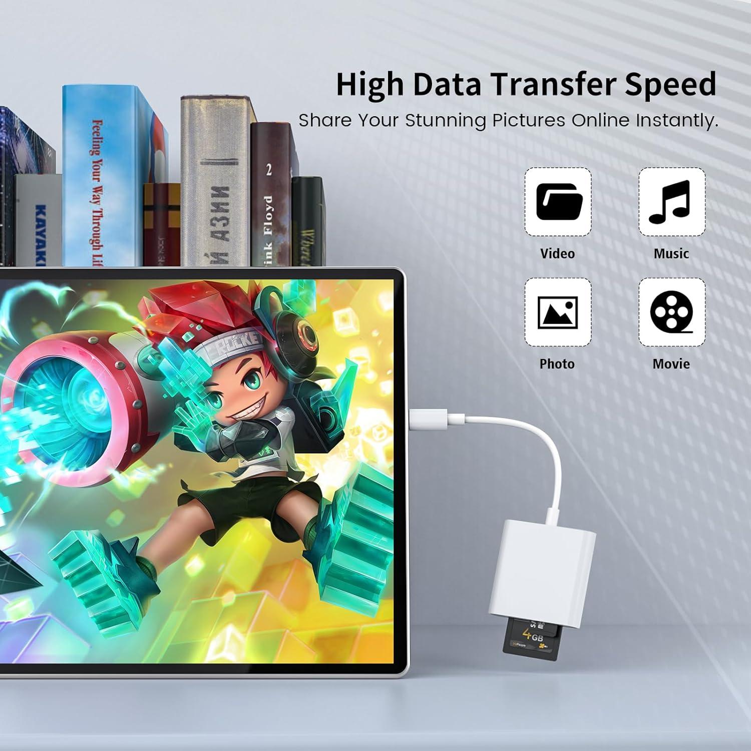 Lector de Tarjetas SD USB C DERSUR para iPhone 15/16 y Mac