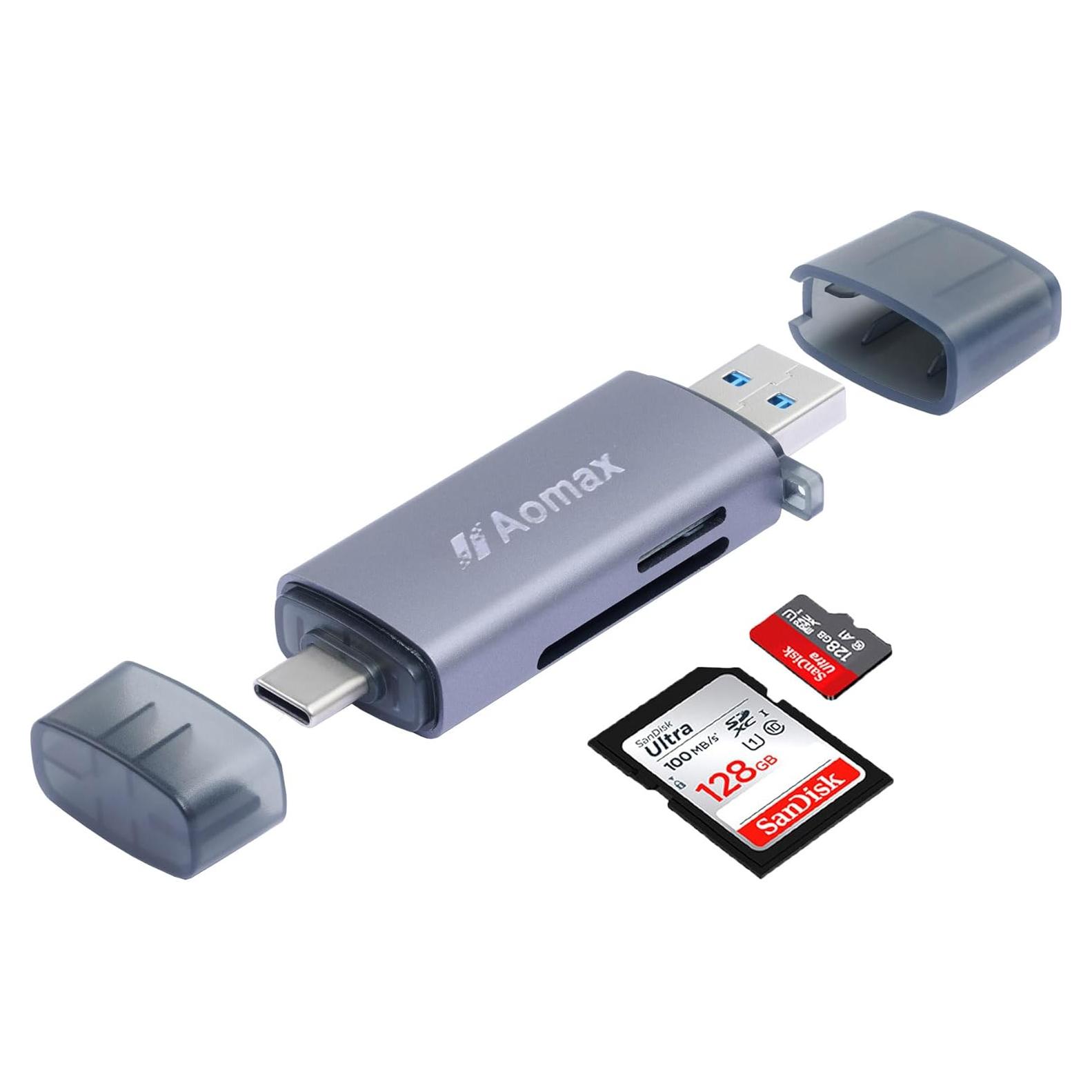 Lector de Tarjetas AOMAX USB-C a Micro SD 5 Gbps Gris