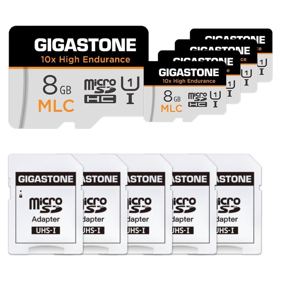 Paquete de 5 Tarjetas Micro SD 8GB GIGASTONE Alta Resistencia