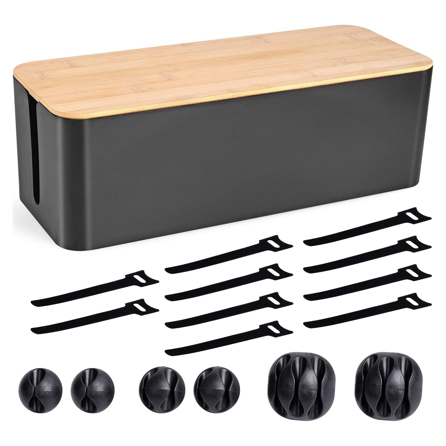 Caja Organizadora de Cables Tuwechen Grande - 40.6x15.7cm - Negro