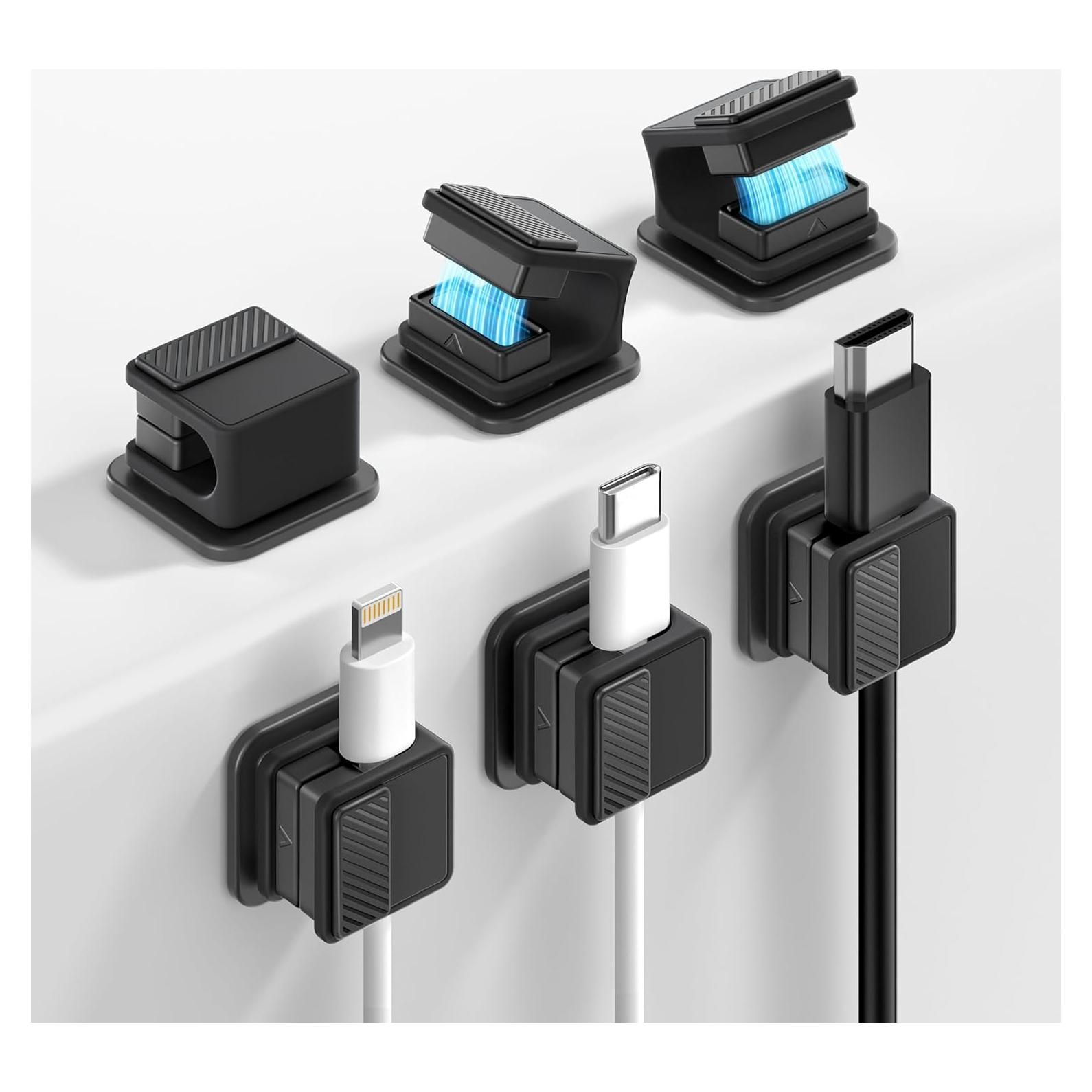 Clips Magnéticos para Cables GolbinBox - Paquete de 6, Negro