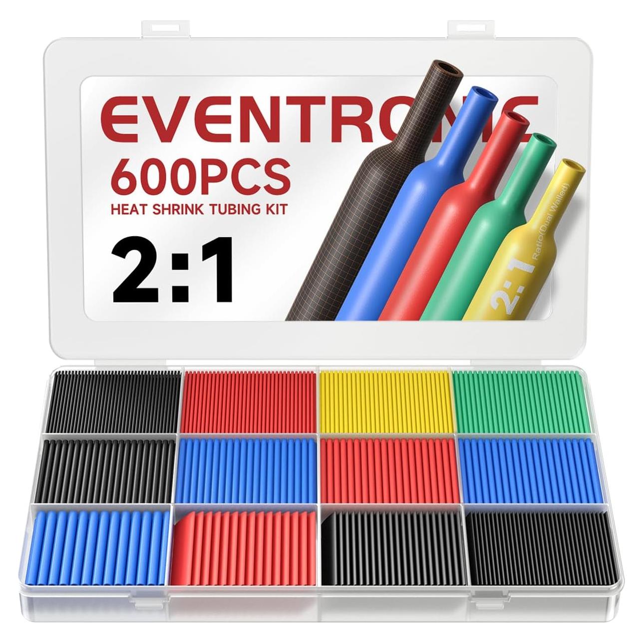 Kit 600PCS Tubos Termocontraíbles Eventronic 2:1 - 12 Tamaños