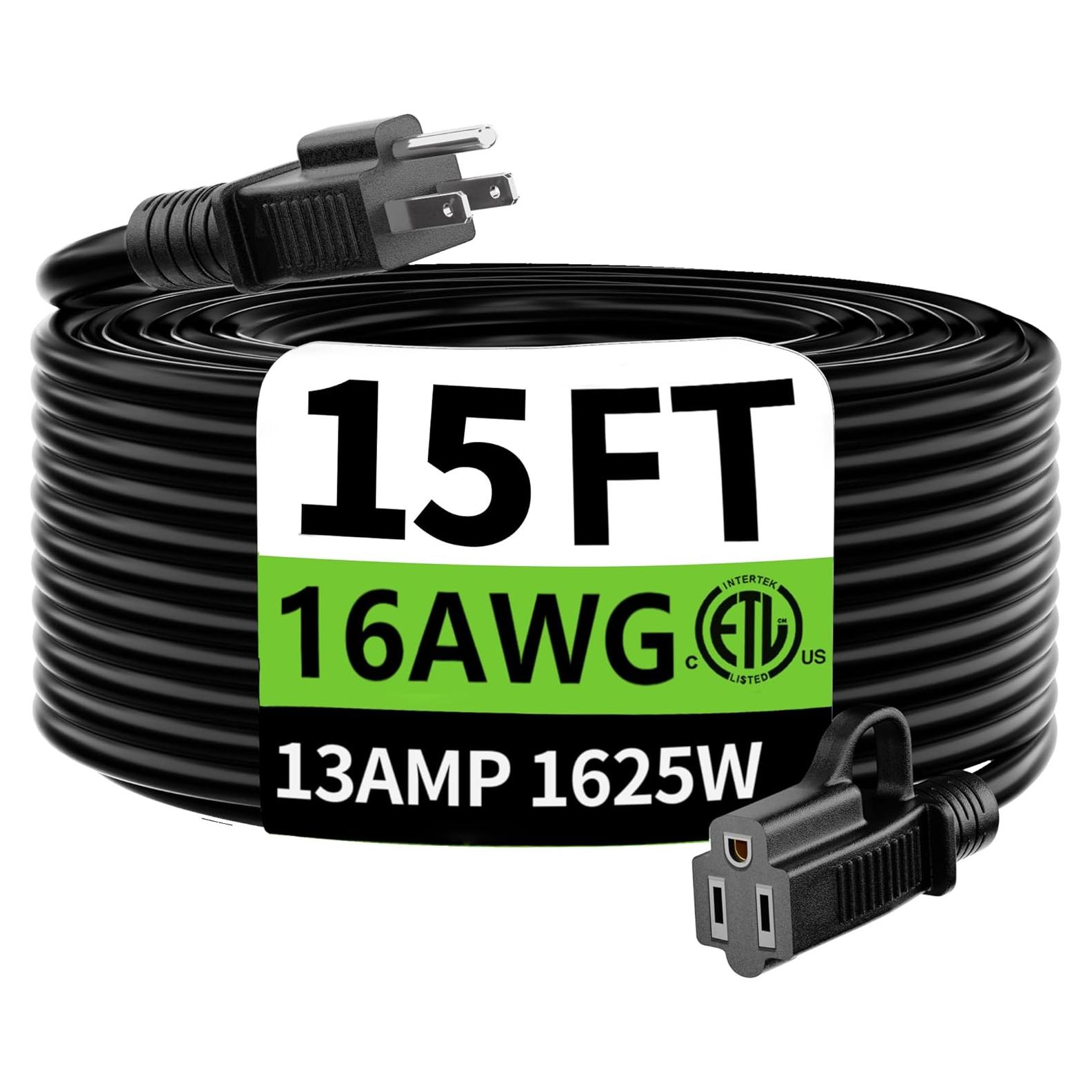Cable de Extensión Huanchain 15 pies Negro 16AWG Impermeable