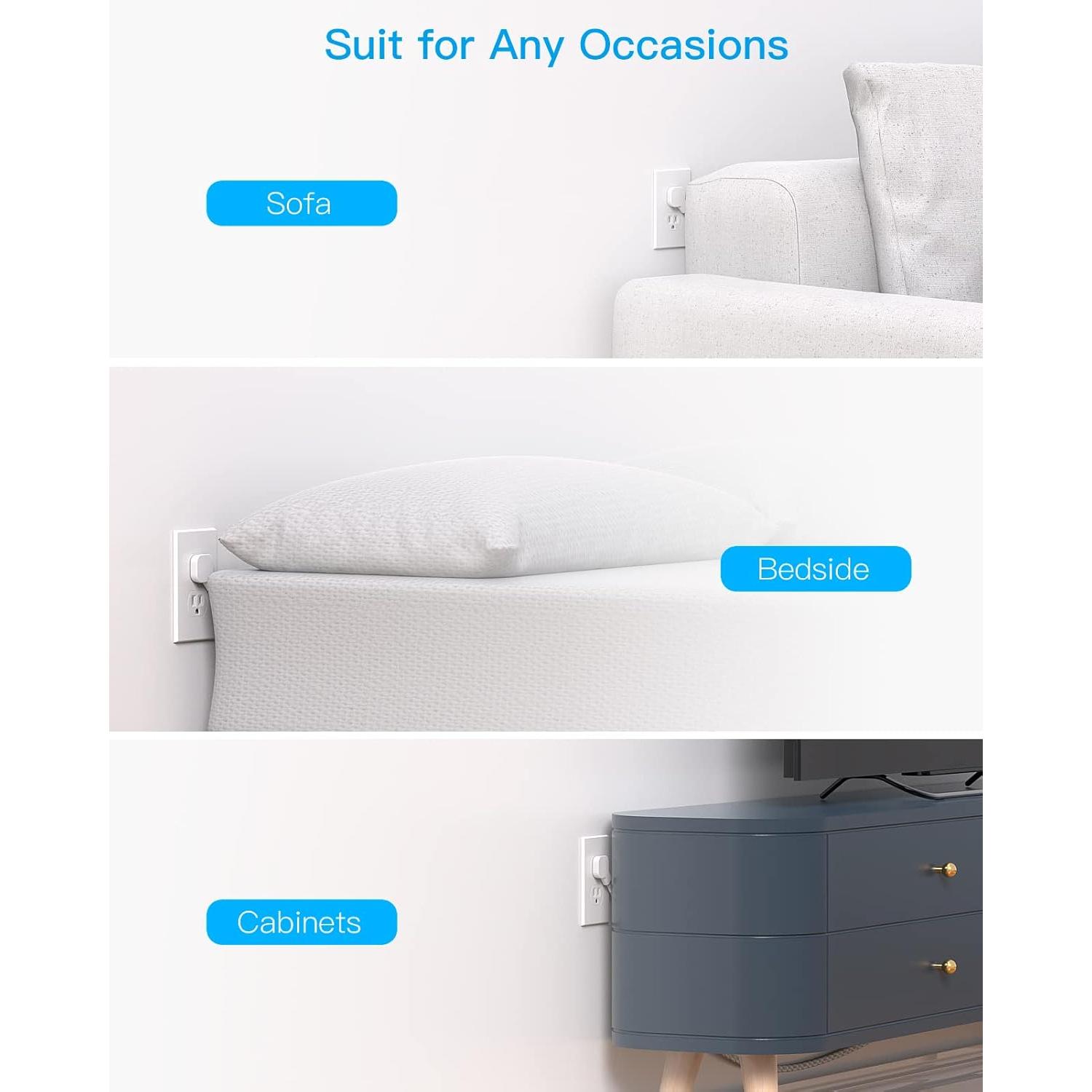 Regleta de Enchufes Planos HANYCONY 6 Pies 3 Salidas 3 USB