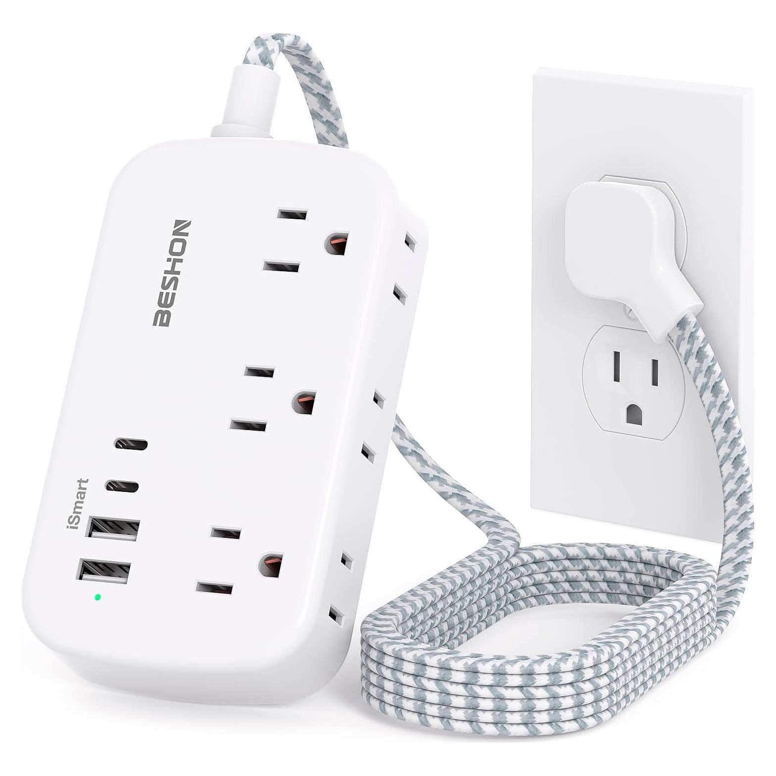 Tira de Alimentación BESHON 5FT con 6 Salidas y 4 USB