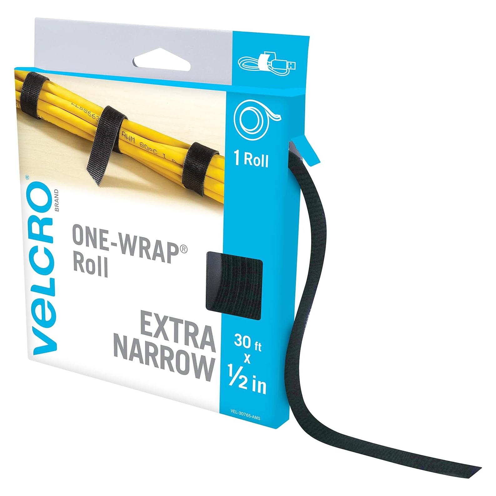 Correas VELCRO 1/2" x 9.14m Reutilizables para Cables - Negro