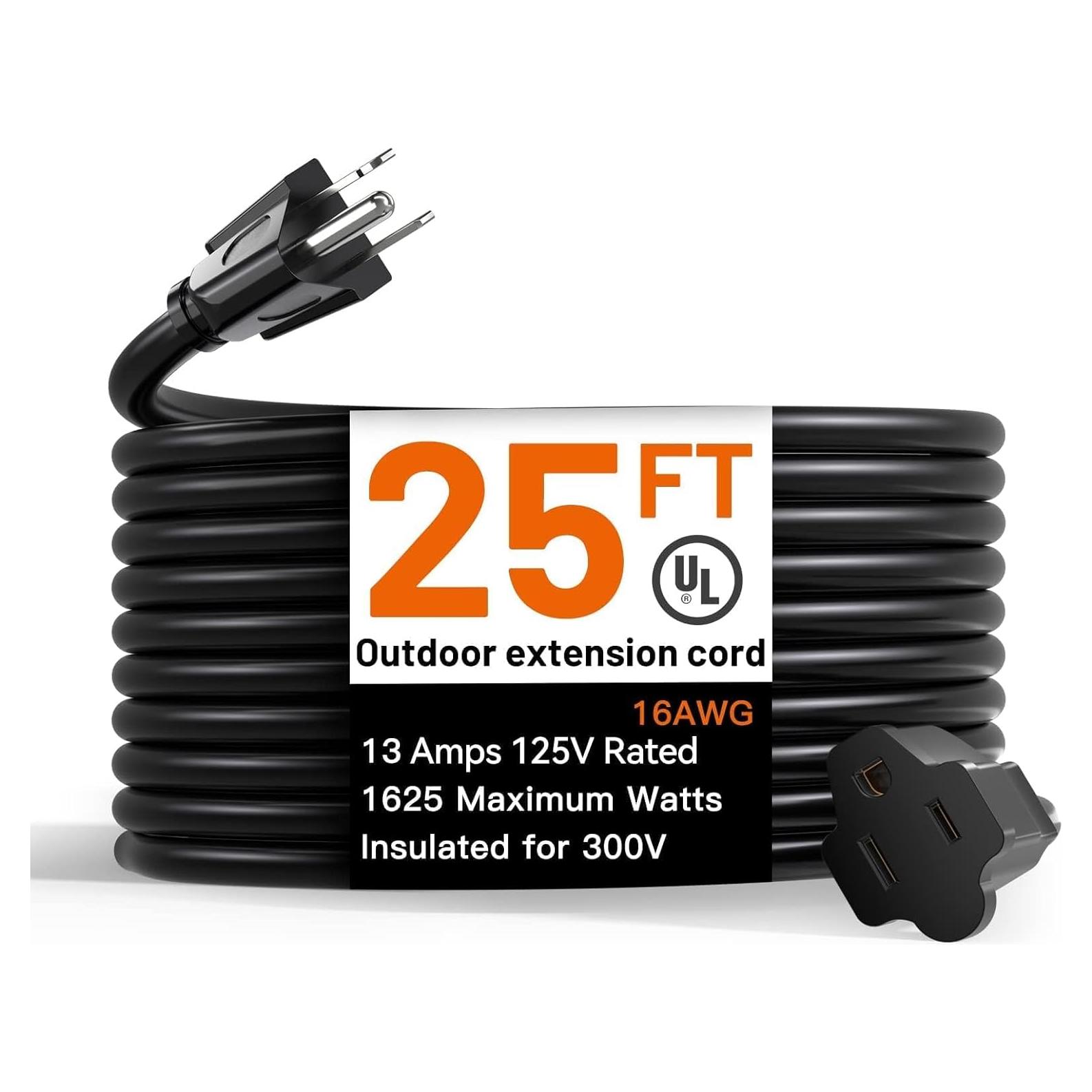Cable de Extensión Exterior Addlon 7.62m 16AWG Impermeable Negro