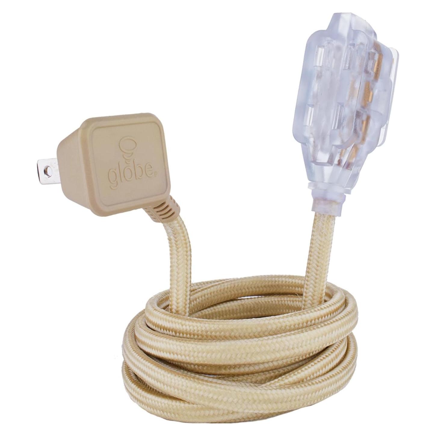 Cable de Extensión de Tela Globe Electric 2.7m 3 Salidas Dorado