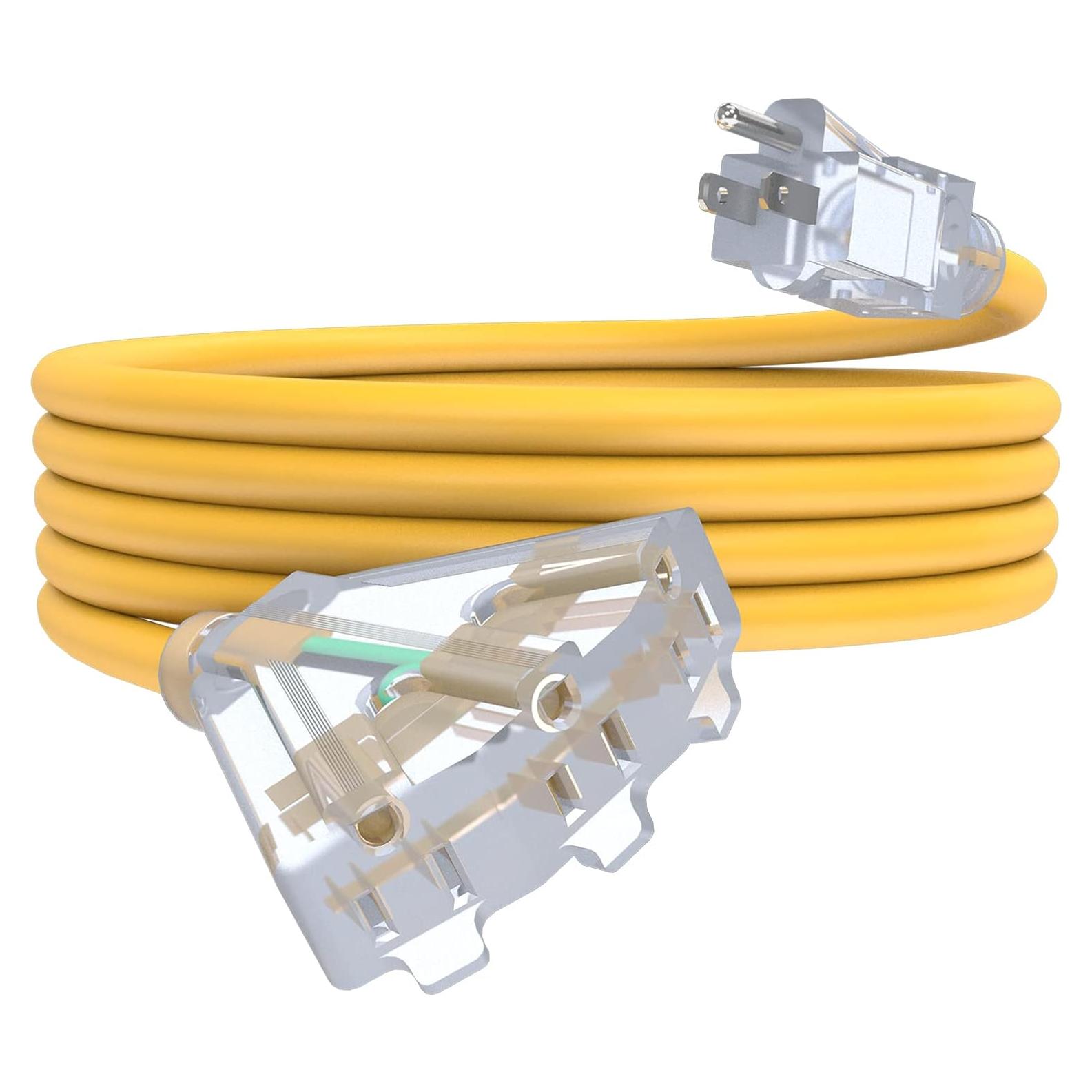 Cable de Extensión Exterior 4.57m PLUGTUL 12AWG 3 Salidas Amarillo