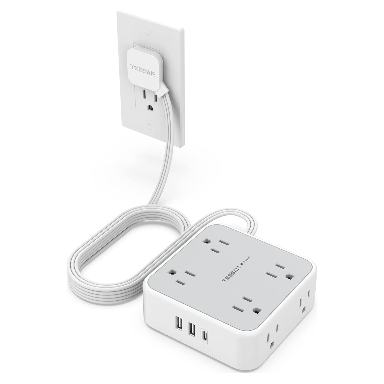 Regleta de Sobretensión TESSAN 10 Pies 8 Salidas 3 USB