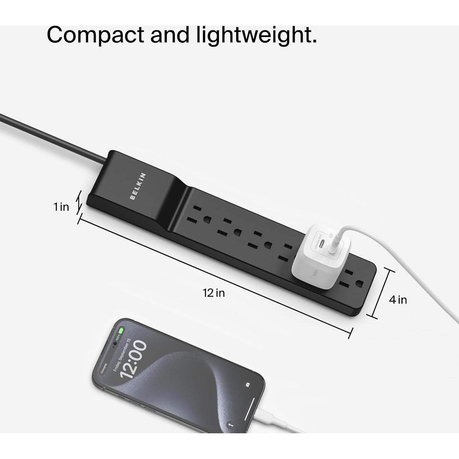 Protector de Sobretensión Belkin 6 Salidas AC 600 Julios 1.8M