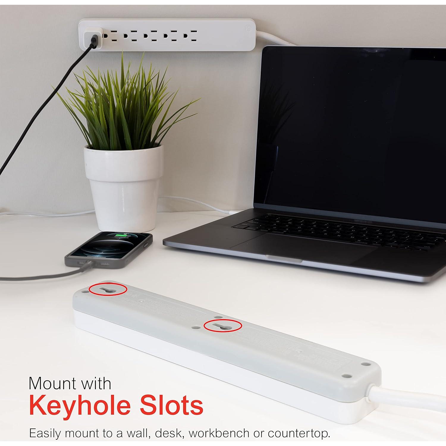 Protector Sobretensiones GE 6 Salidas 0.61 m Blanco 620 Joules