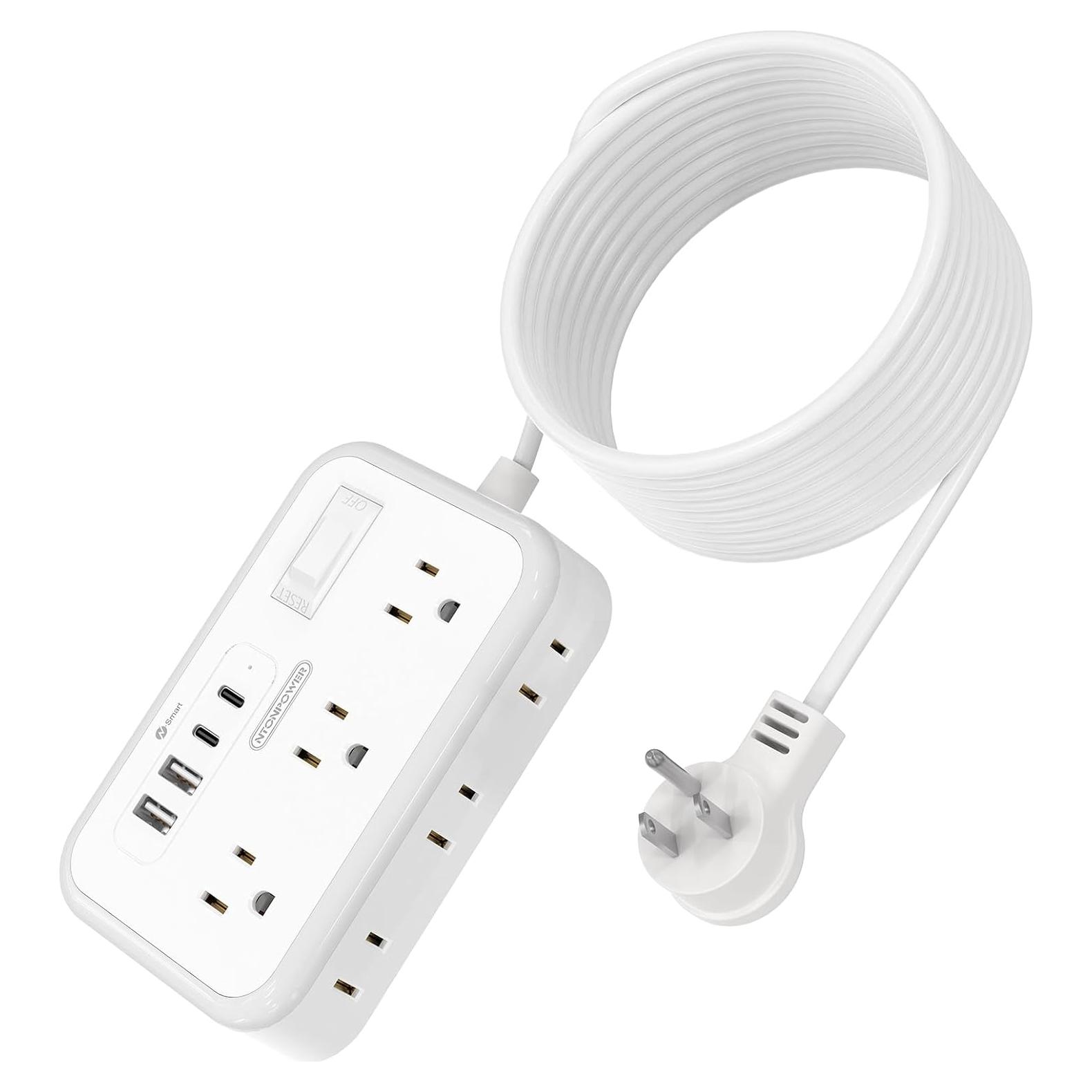 Cable de Extensión NTONPOWER 4.57m con 6 Salidas y 4 USB