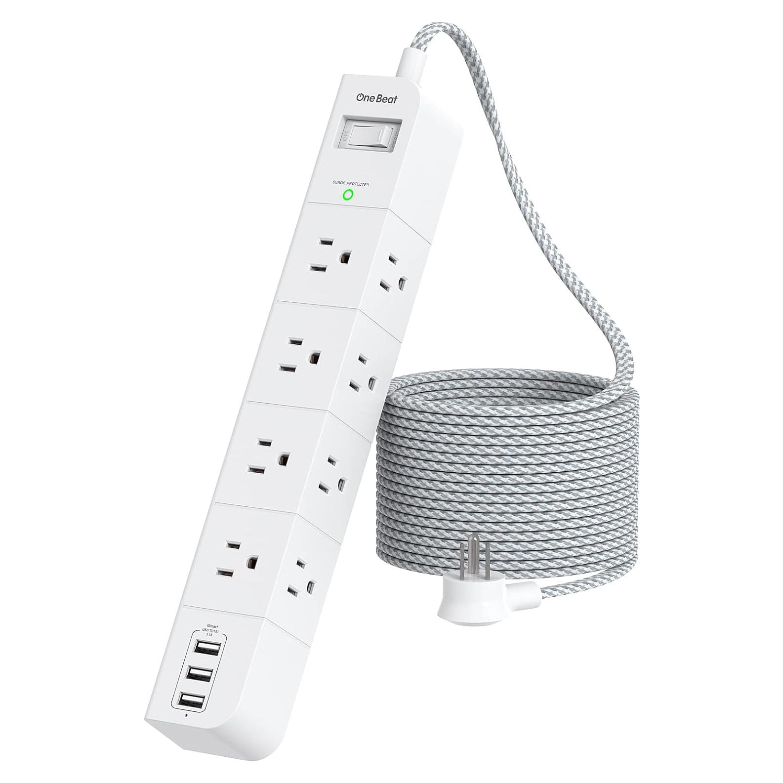 Regleta de Extensión One Beat 3m con 8 Salidas AC y 3 USB