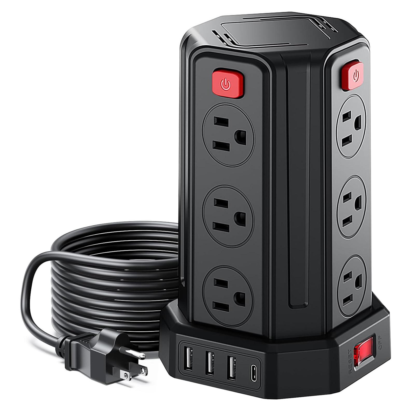Regleta de Sobretensión SMALLRT 12 Salidas 4 USB 1.98 m Negro