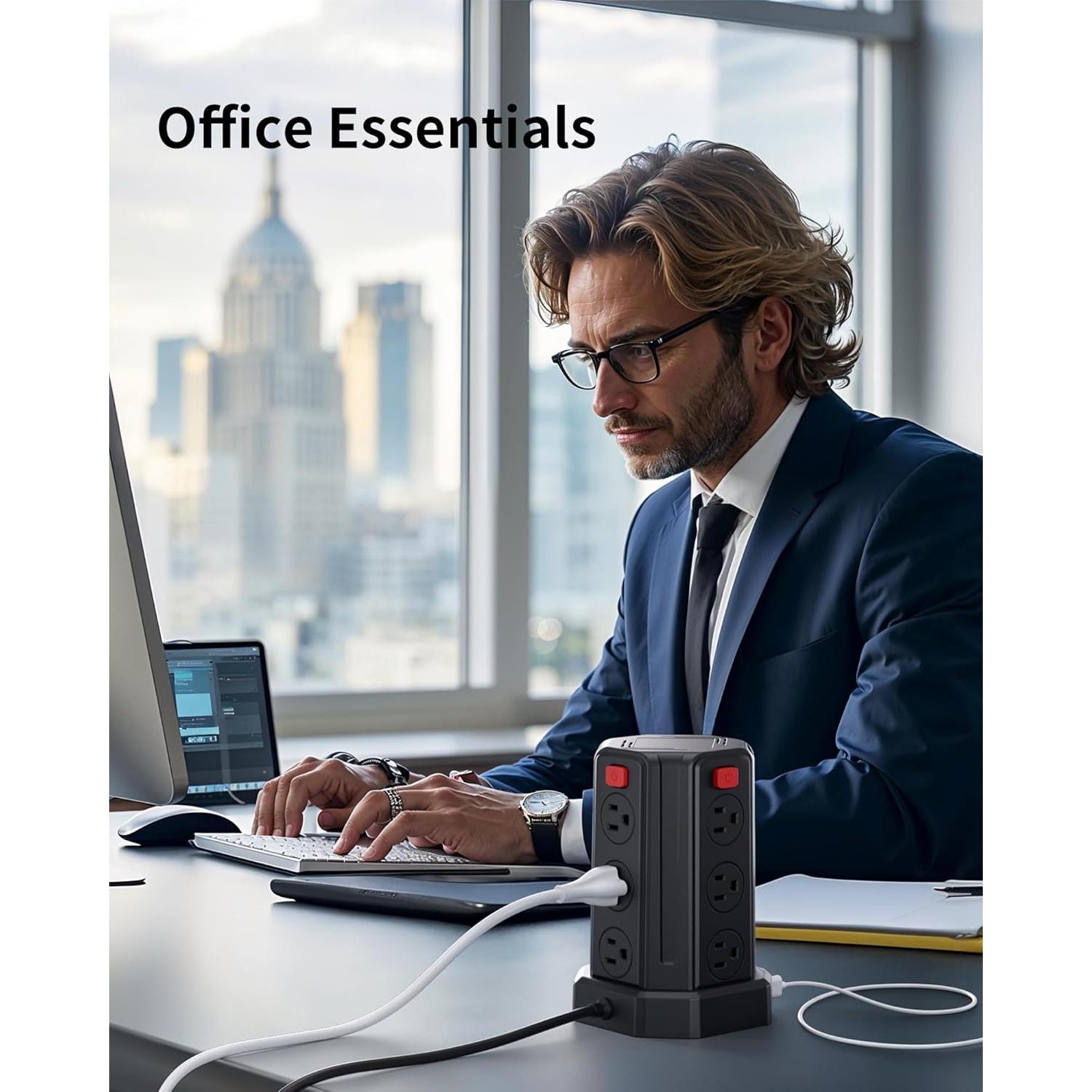 Regleta de Sobretensión SMALLRT 12 Salidas 4 USB 1.98 m Negro