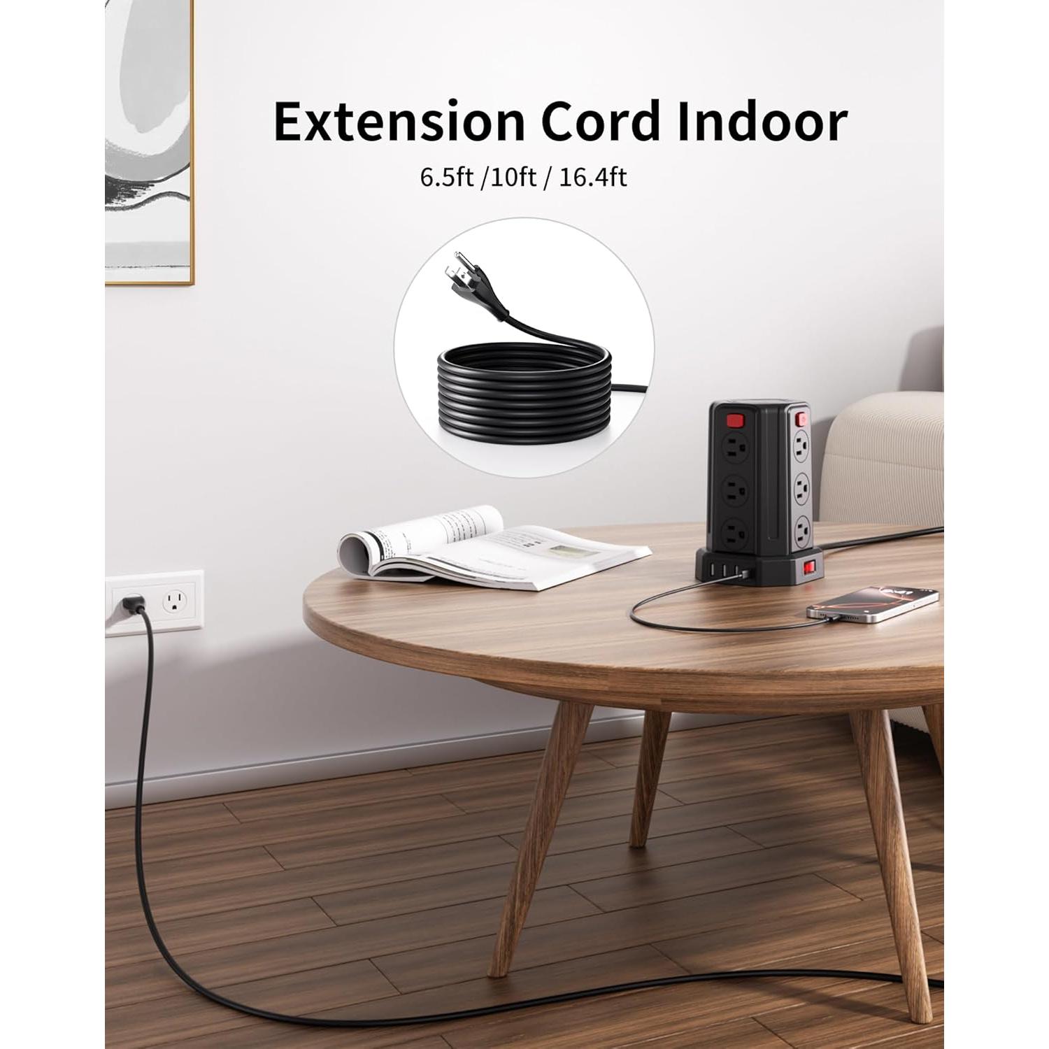 Regleta de Sobretensión SMALLRT 12 Salidas 4 USB 1.98 m Negro