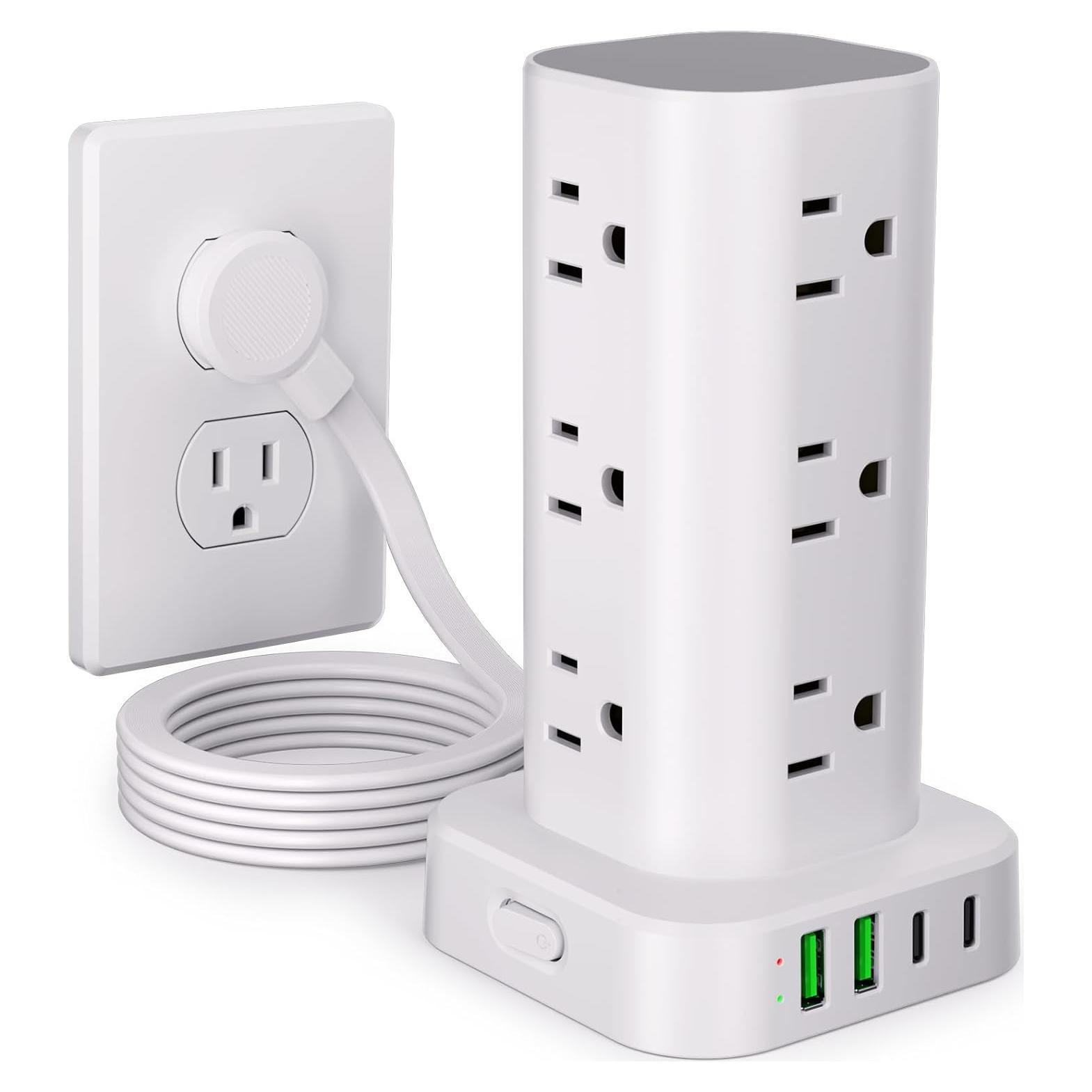 Torre de Regleta de Energía UWIWUTEI 16 en 1 con USB 1.83m