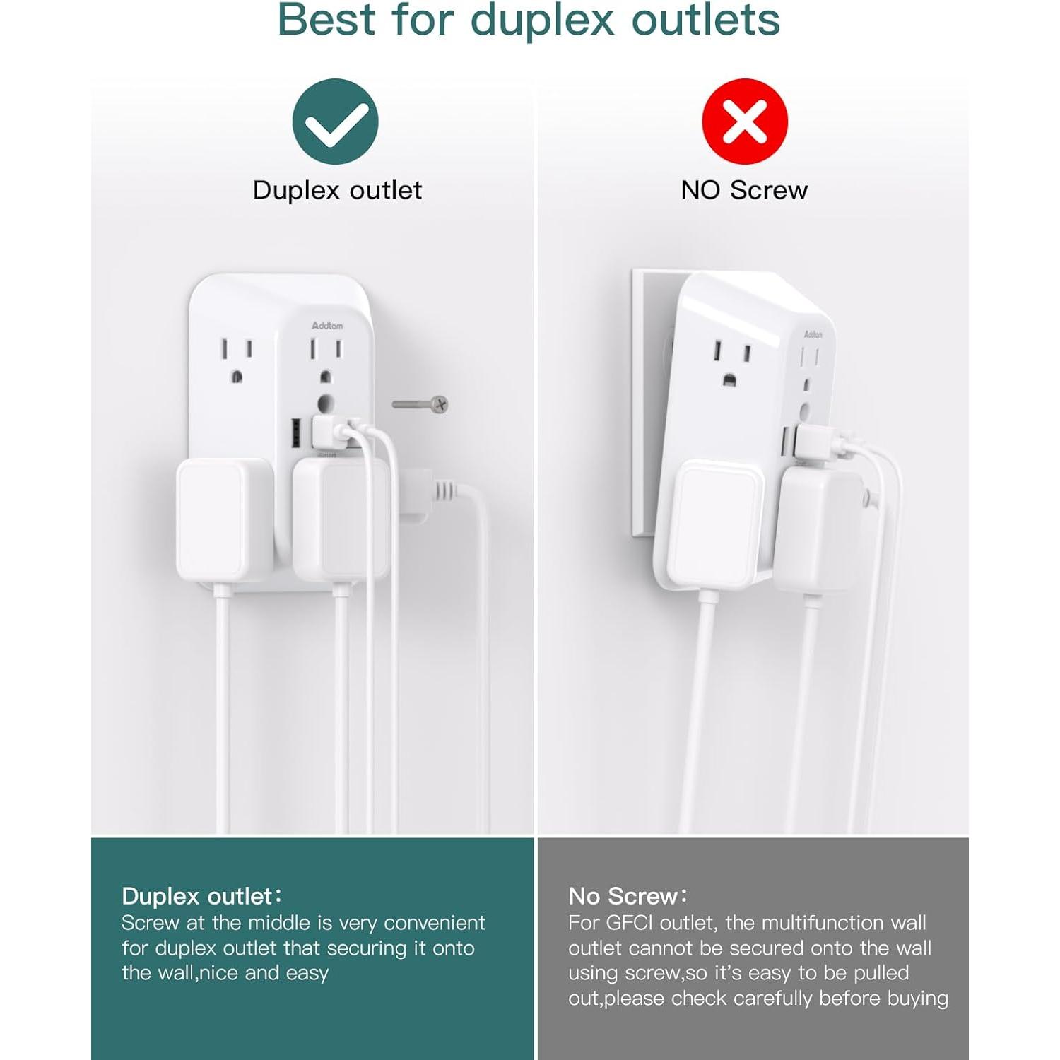 Extensor de Enchufe Addtam 6 AC + 2 USB-C 1800J Protección