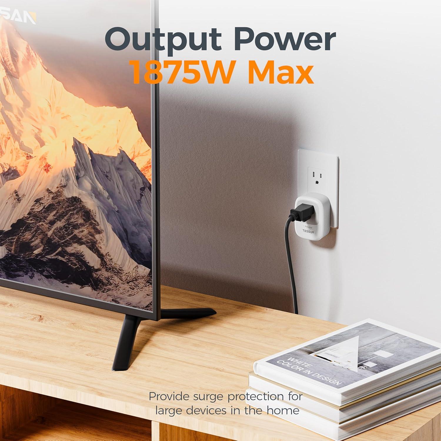 Protector de Sobretensión TESSAN 1050J 1875W Enchufe de Pared