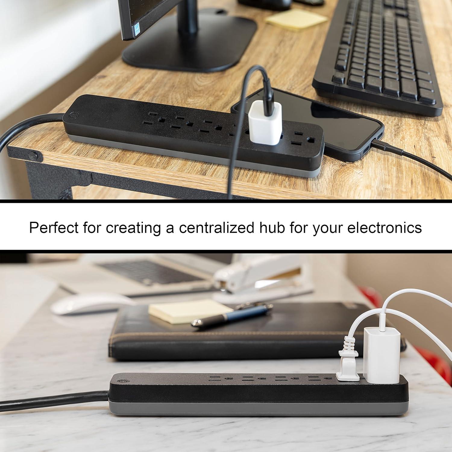 Protector contra Sobretensiones GE 6 Salidas 1080 Julios Negro