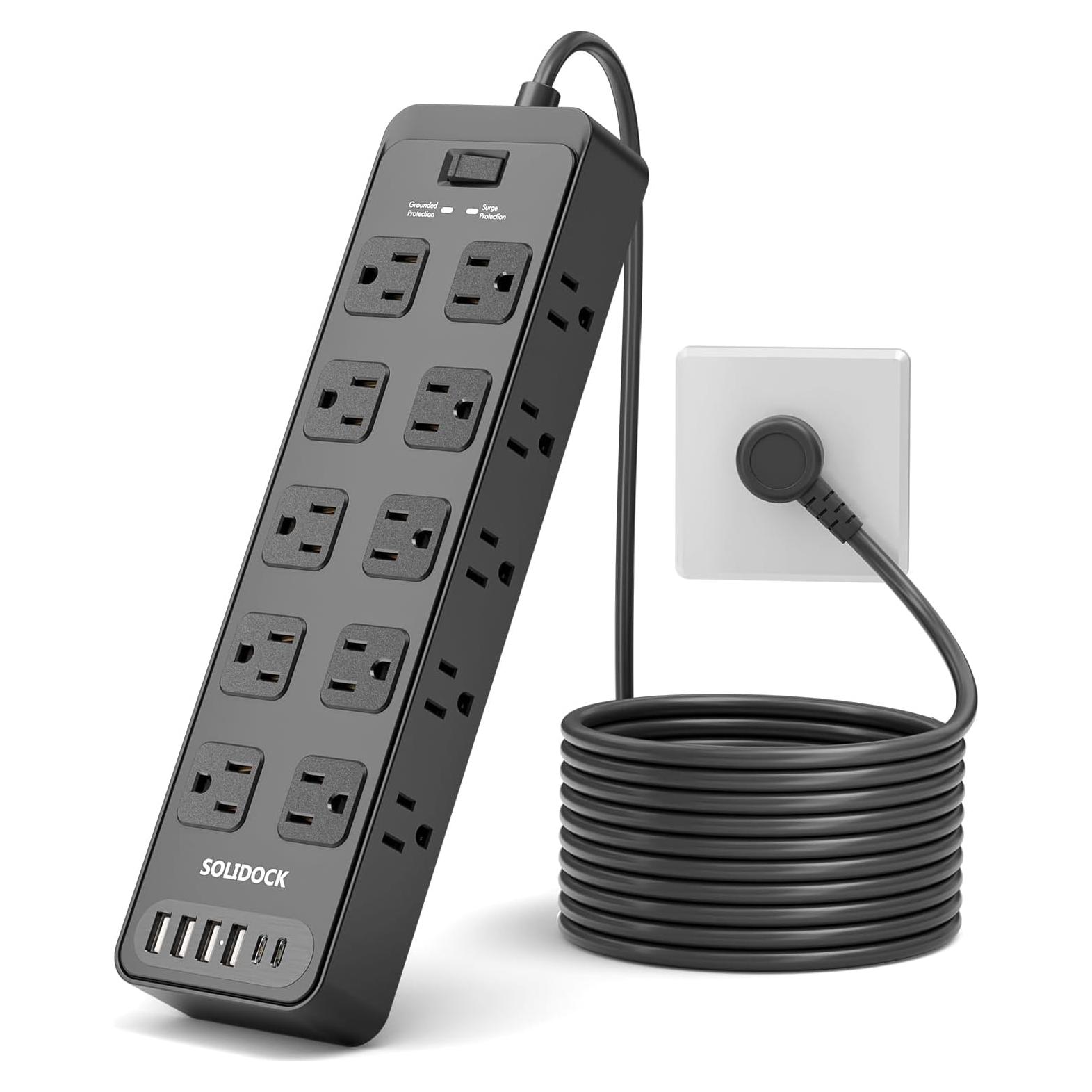 Protector de Sobretensión TuoJia 20 Salidas CA 6 USB 1.83m