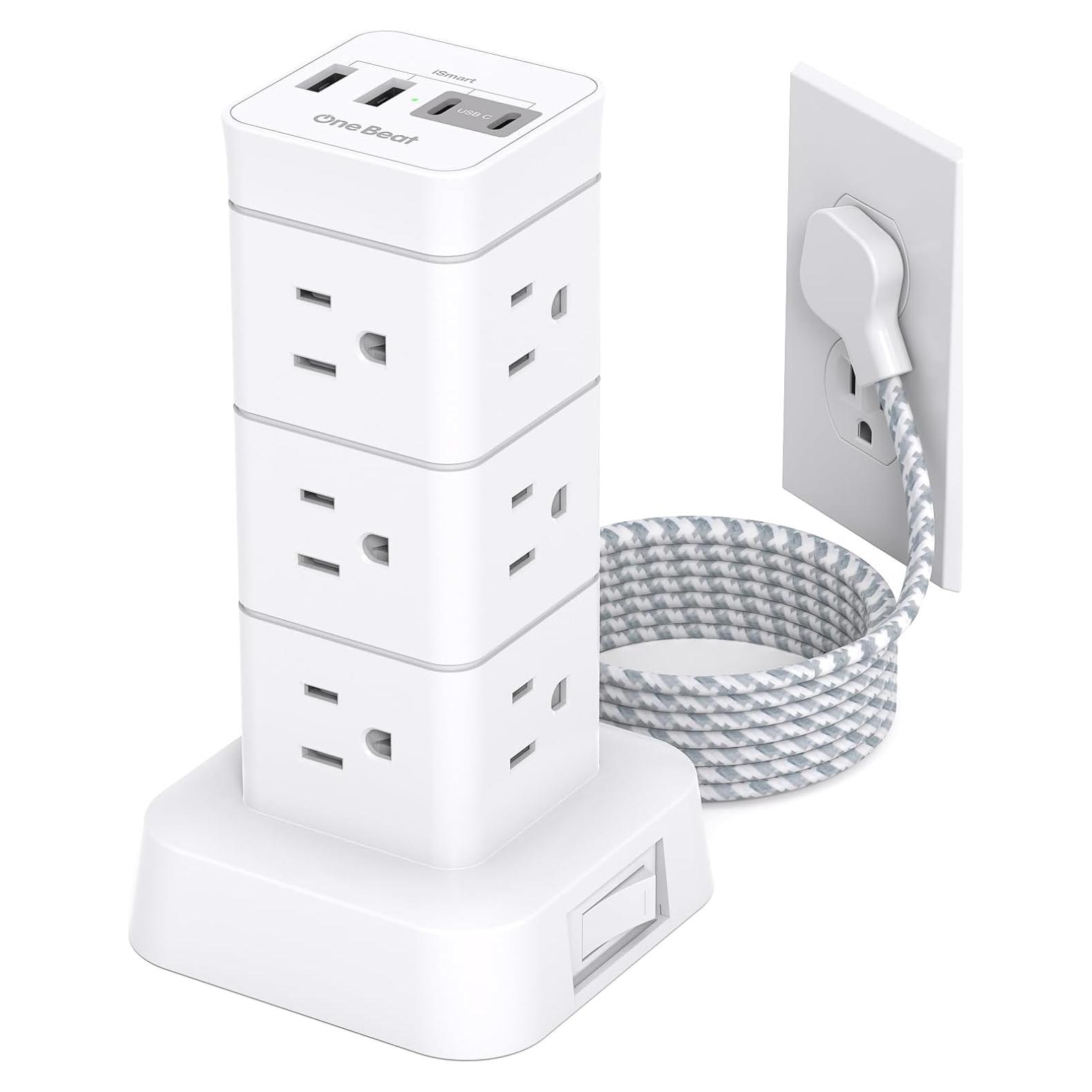 Torre de Protector de Sobretensión One Beat 12 Salidas 4 USB Carga Rápida