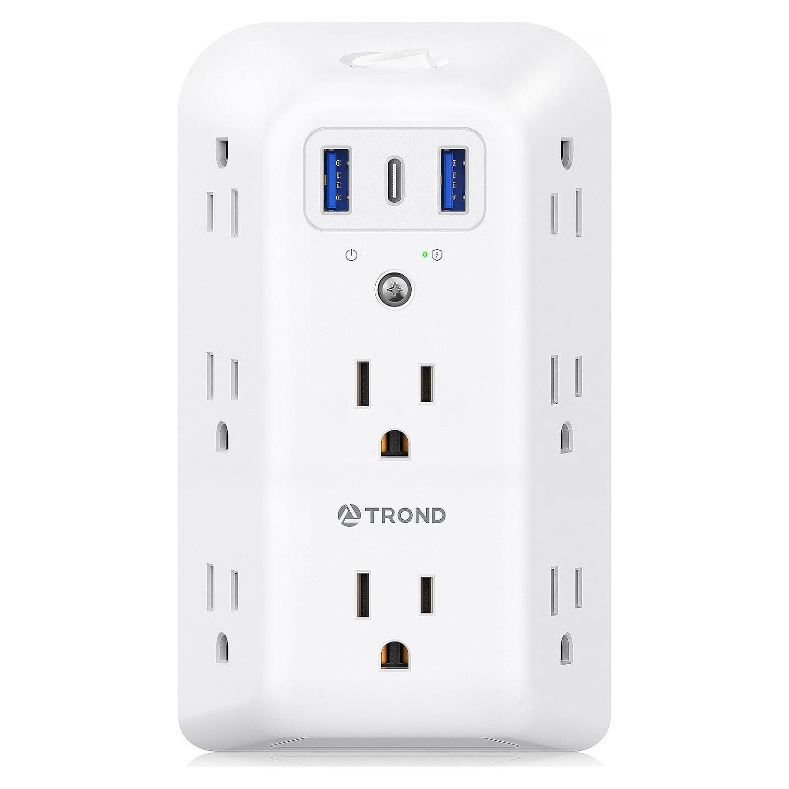 Extensor de Enchufe TROND 8 Salidas y 3 Puertos USB