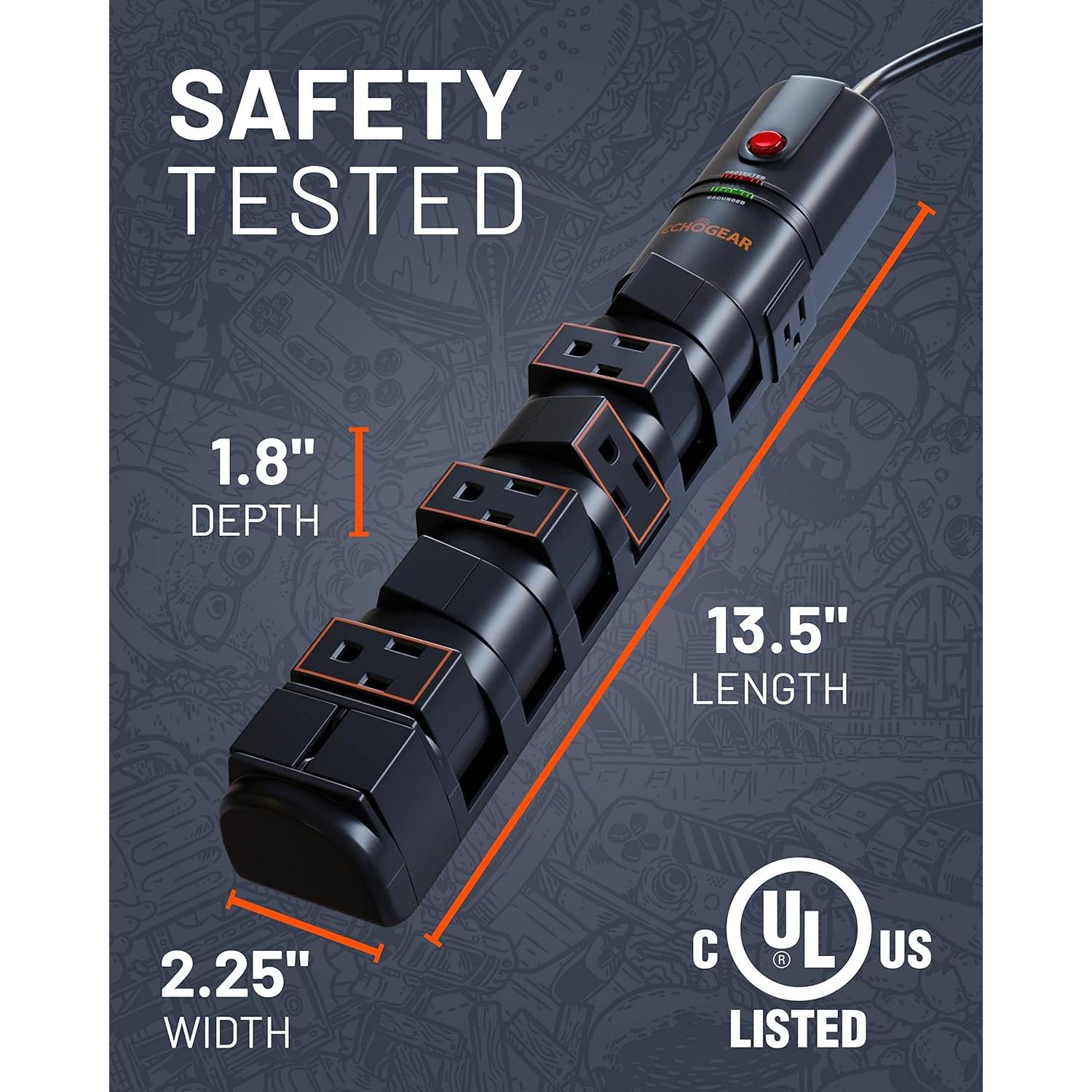 Protector de Sobretensión ECHOGEAR 2160J con 8 Salidas Rotativas