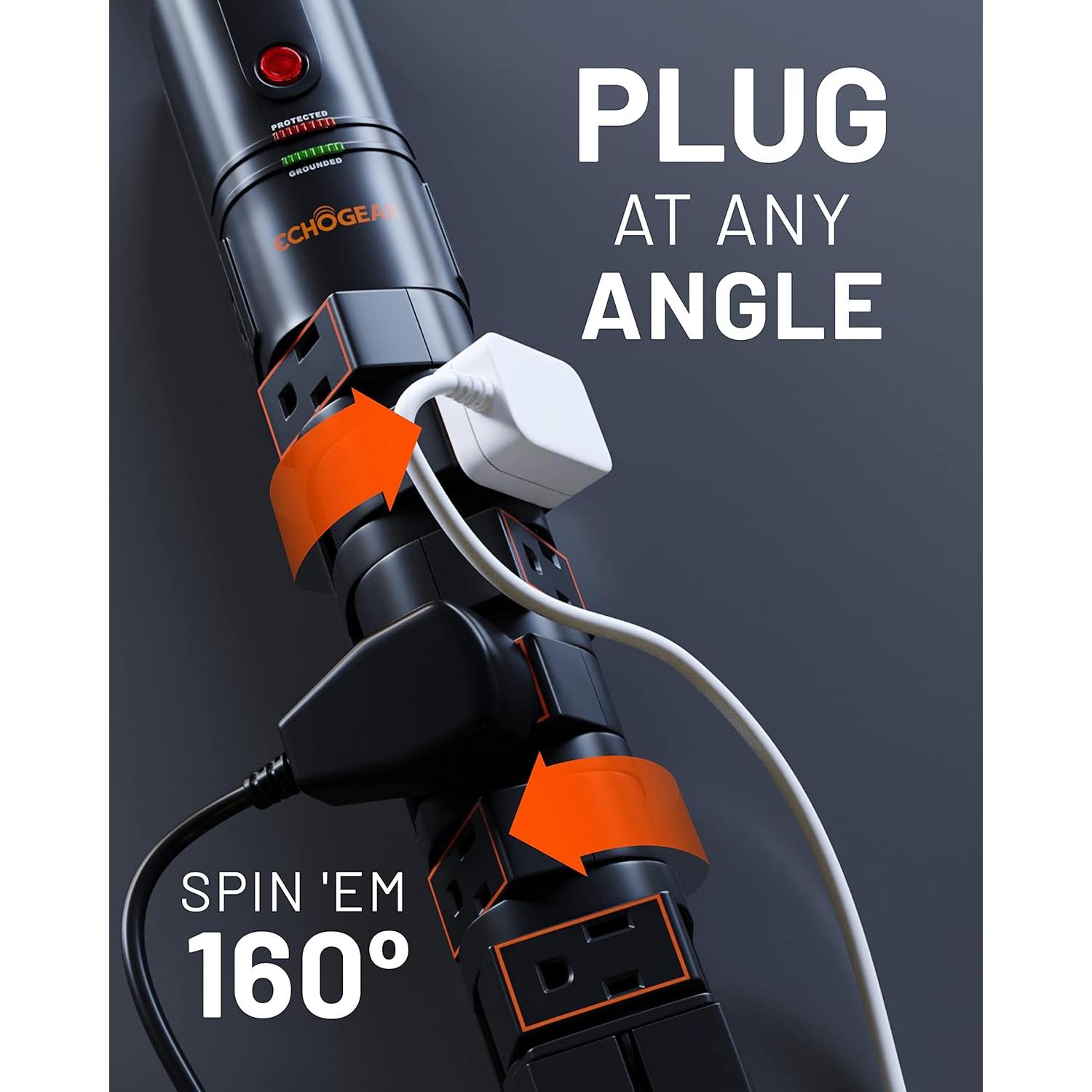 Protector de Sobretensión ECHOGEAR 2160J con 8 Salidas Rotativas