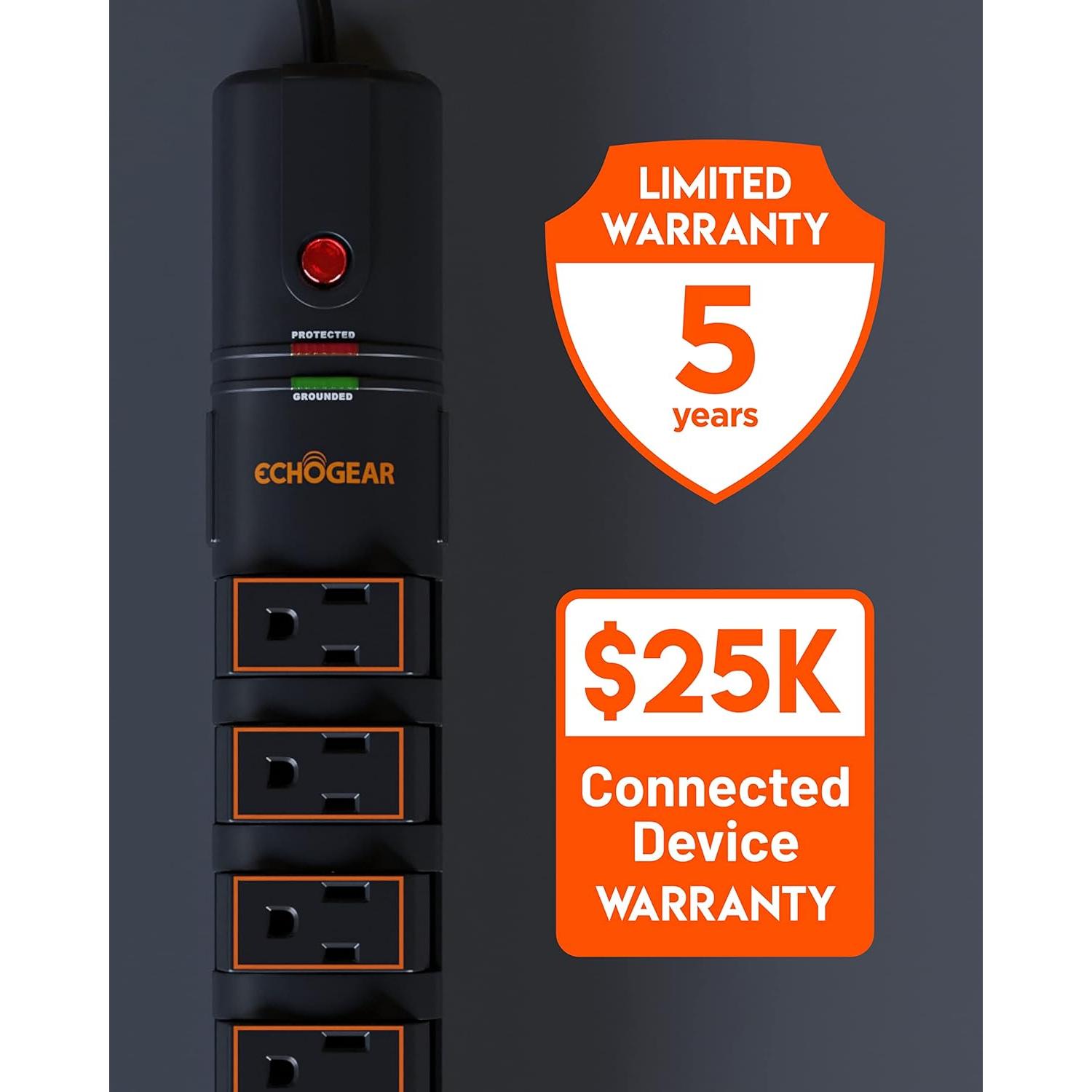 Protector de Sobretensión ECHOGEAR 2160J con 8 Salidas Rotativas