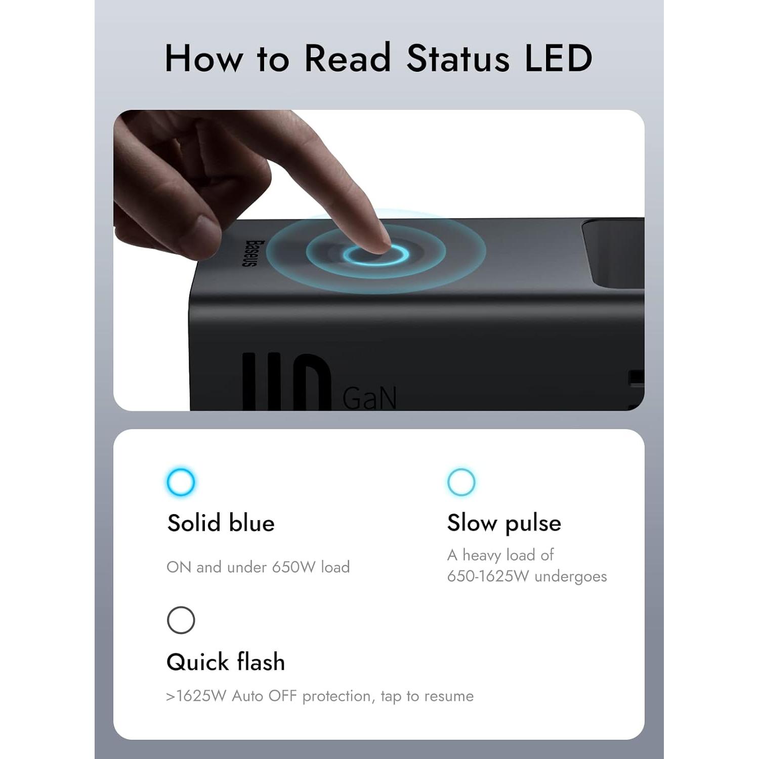 Baseus Regleta USB C 40W 6 en 1 con Protección 1200J