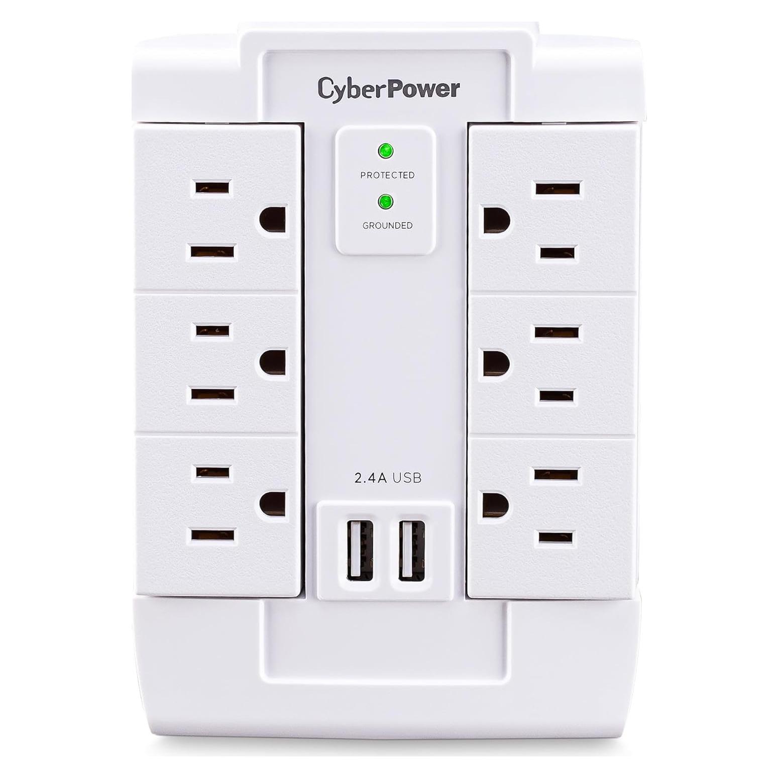 Protector contra sobretensiones CyberPower CSP600WSURC2, 1200J, 6 salidas, 2 USB