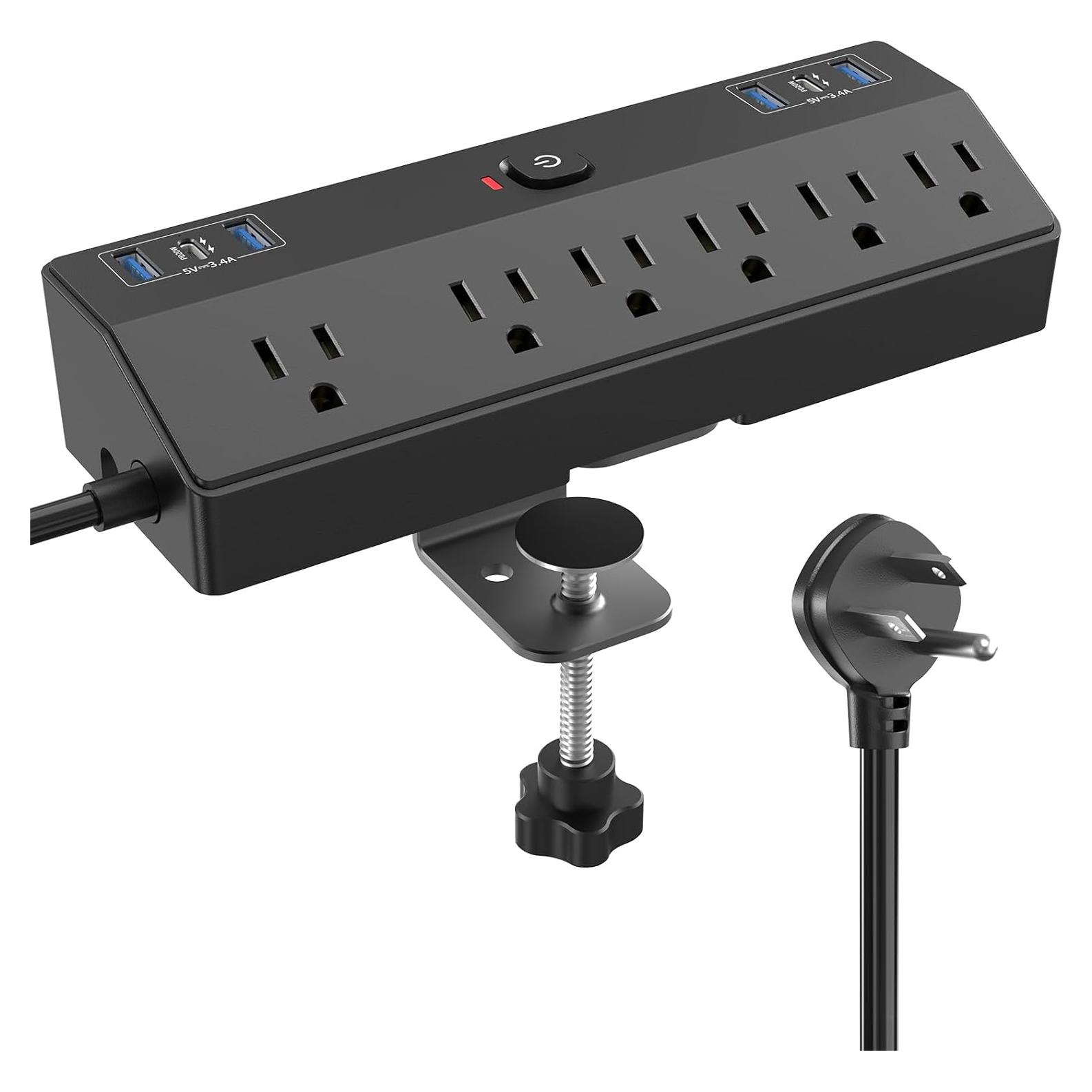 Toma de Corriente de Escritorio JXGUCAT 40W con 6 Salidas y 2 USB-C