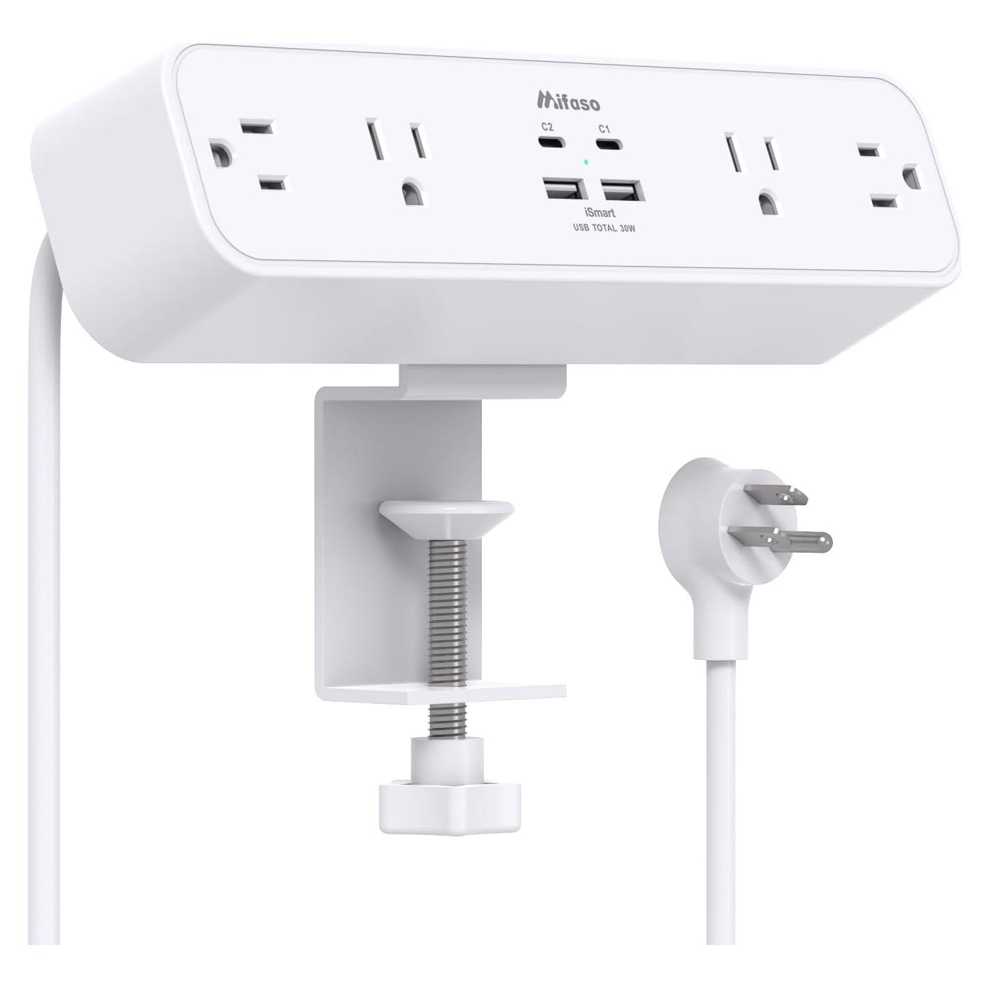 Toma de Corriente con Abrazadera MIFASOPOWER 5FT 4AC 4USB