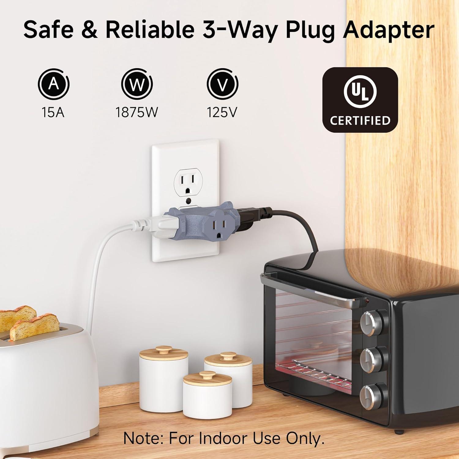 Adaptador de Enchufe de 3 Vías Cable Matters 15A 3-Pack