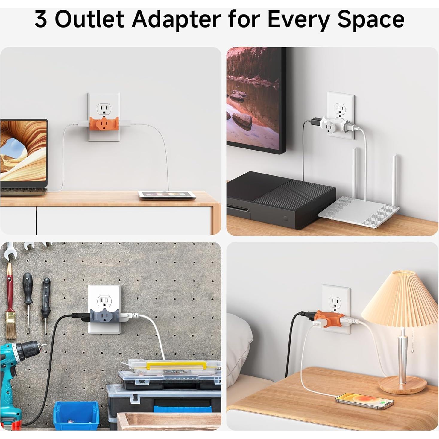 Adaptador de Enchufe de 3 Vías Cable Matters 15A 3-Pack