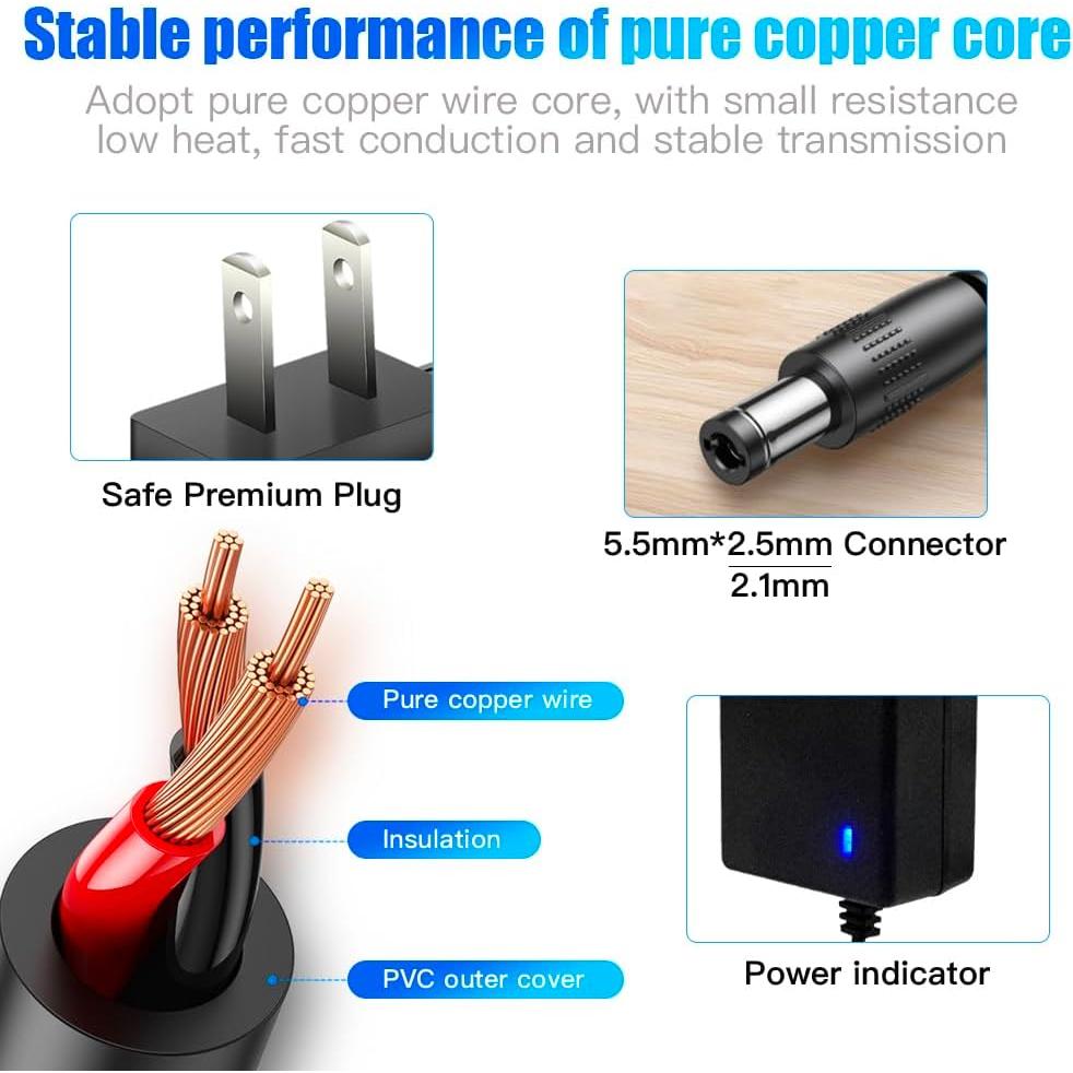 Fuente de Alimentación DC 12V 2A MTDZKJG Adaptador 24W 3m