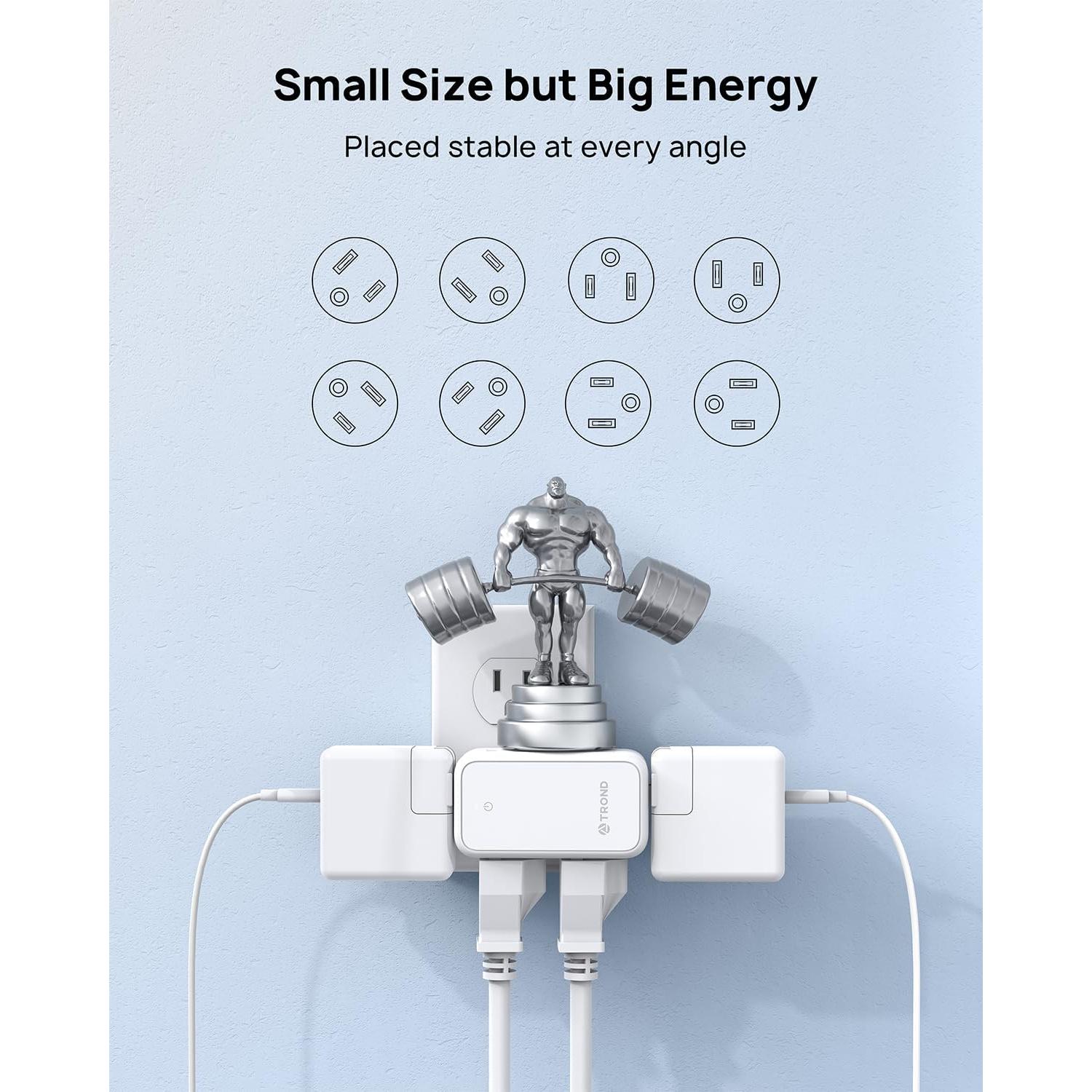 Extensor de Enchufe TROND 6 Tomas AC Rotatorio 360° - 2 Paquete