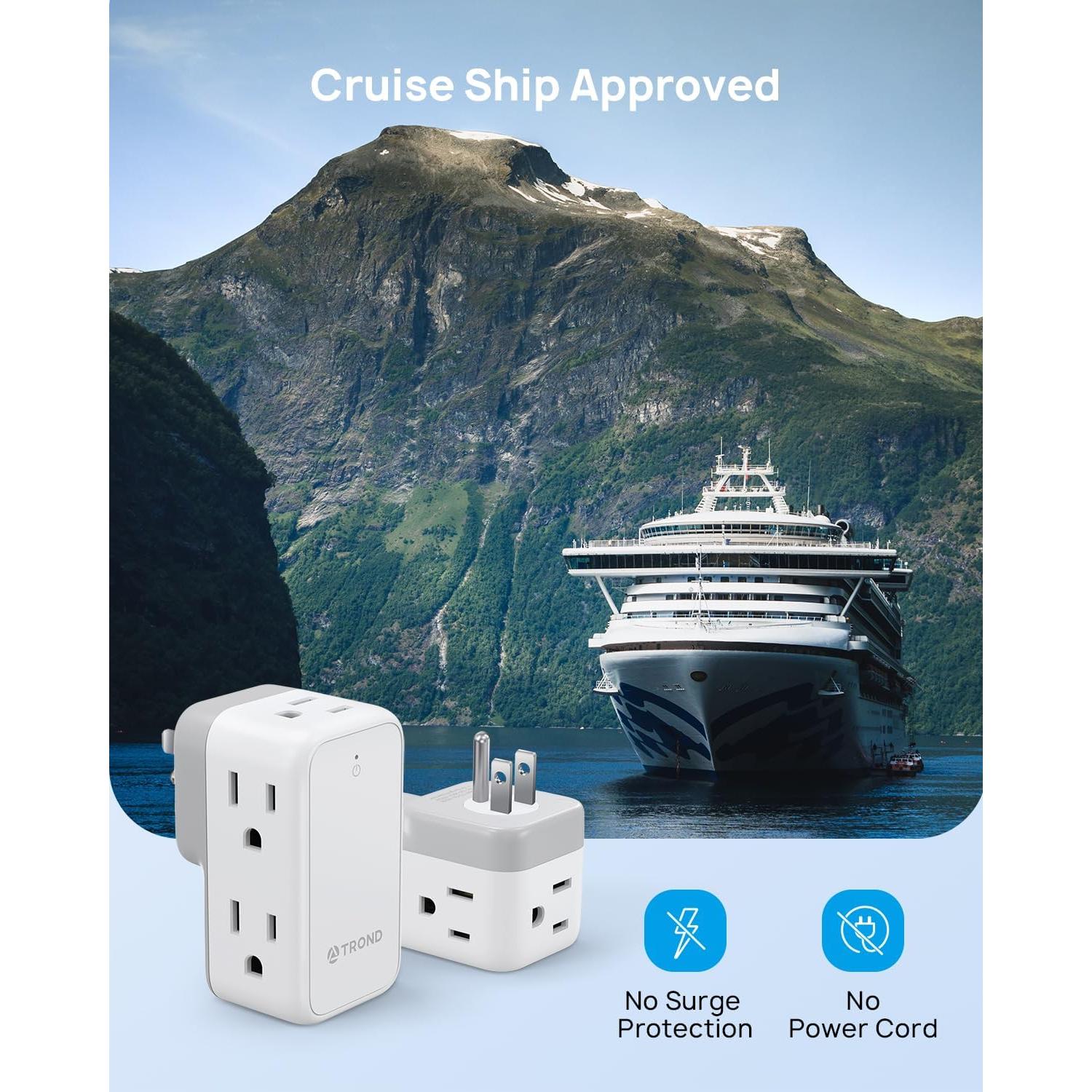 Extensor de Enchufe TROND 6 Tomas AC Rotatorio 360° - 2 Paquete