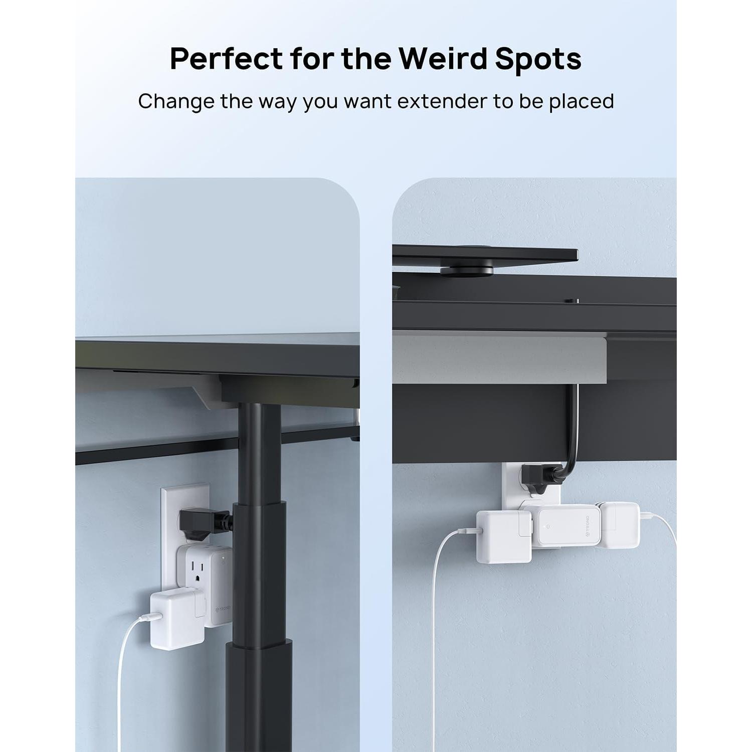 Extensor de Enchufe TROND 6 Tomas AC Rotatorio 360° - 2 Paquete