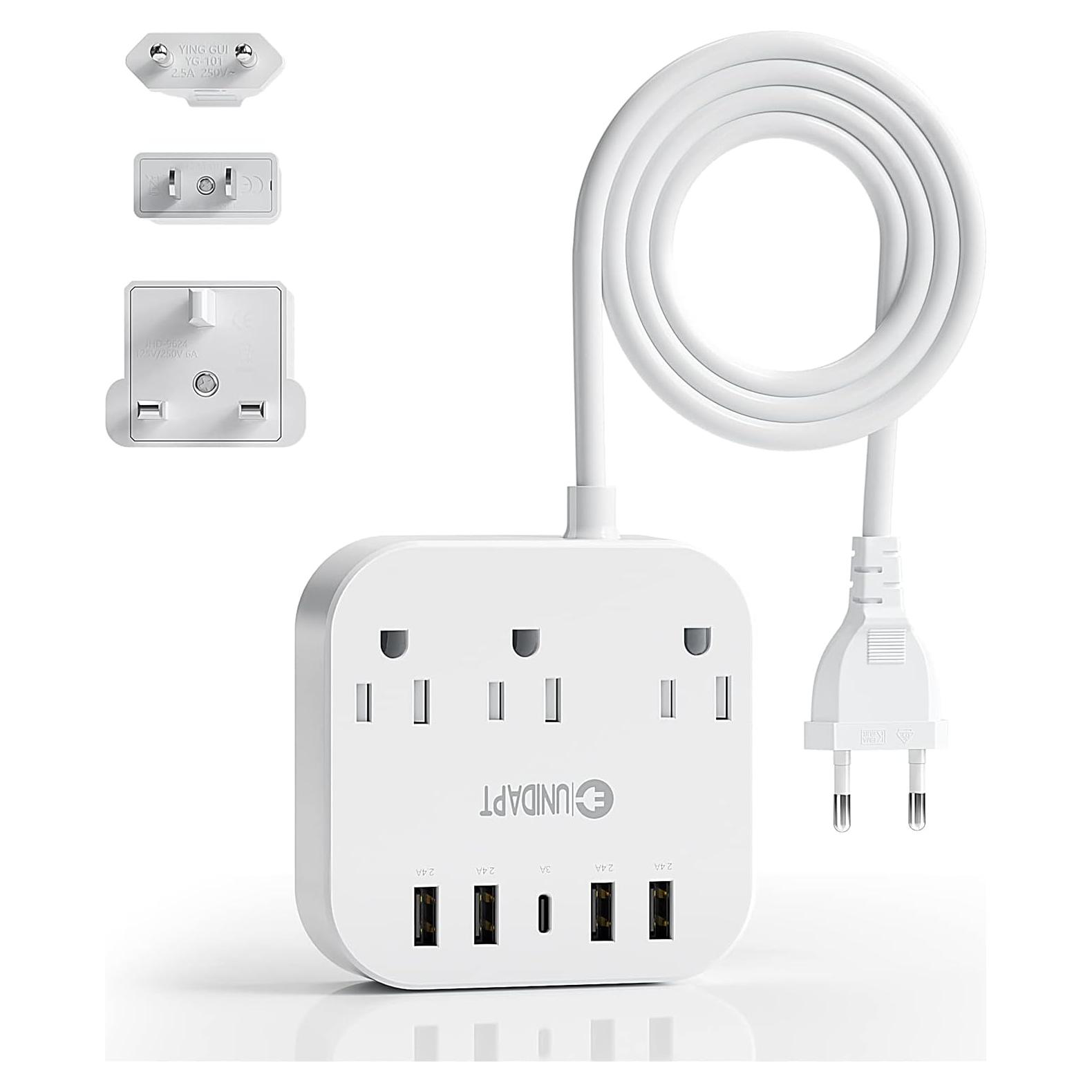 Adaptador de Enchufe Universal Unidapt WSS-603 con 5 USB y 3 AC